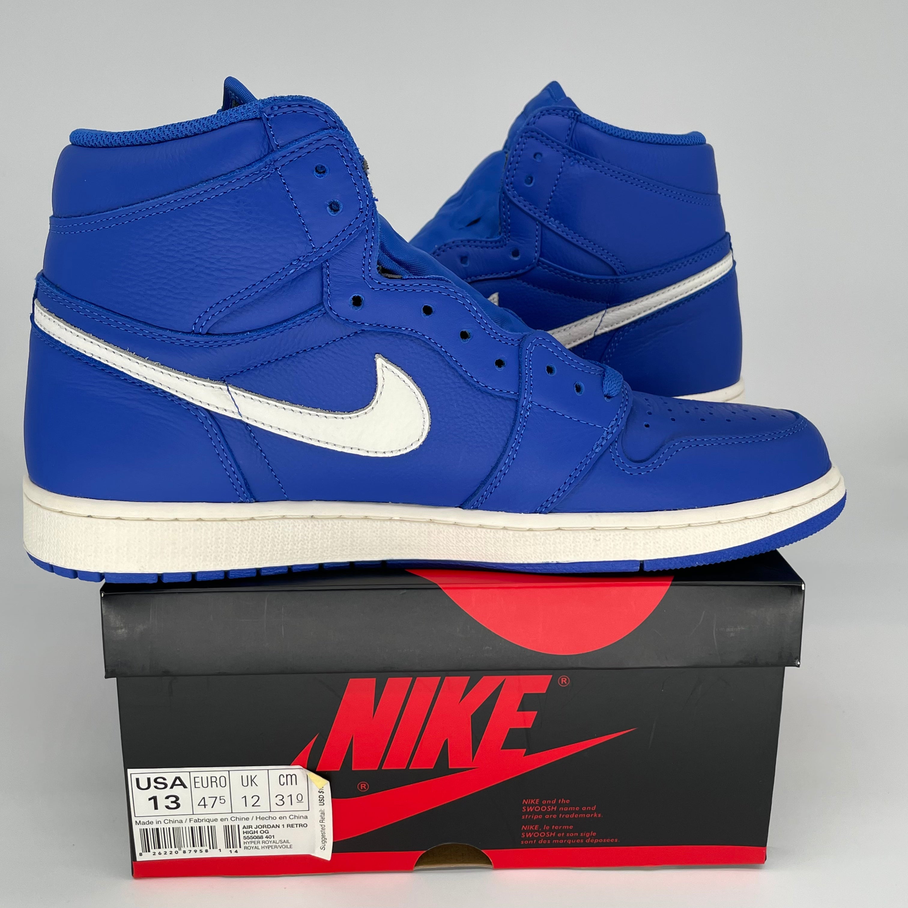 Air Jordan 1 Hyper Royal Men's Basketball Shoes Size 13 - Style 555088-401 | Retro Sneakers for Casual Wear & Street Fashion