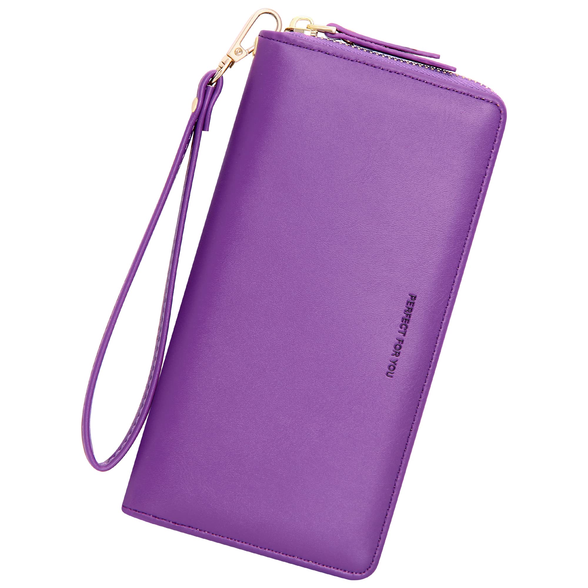 GEEAD Women's RFID Blocking Wristlet Wallet - PU Leather Zip Around Clutch with Phone Pocket | Perfect for Travel, Shopping & Everyday Use