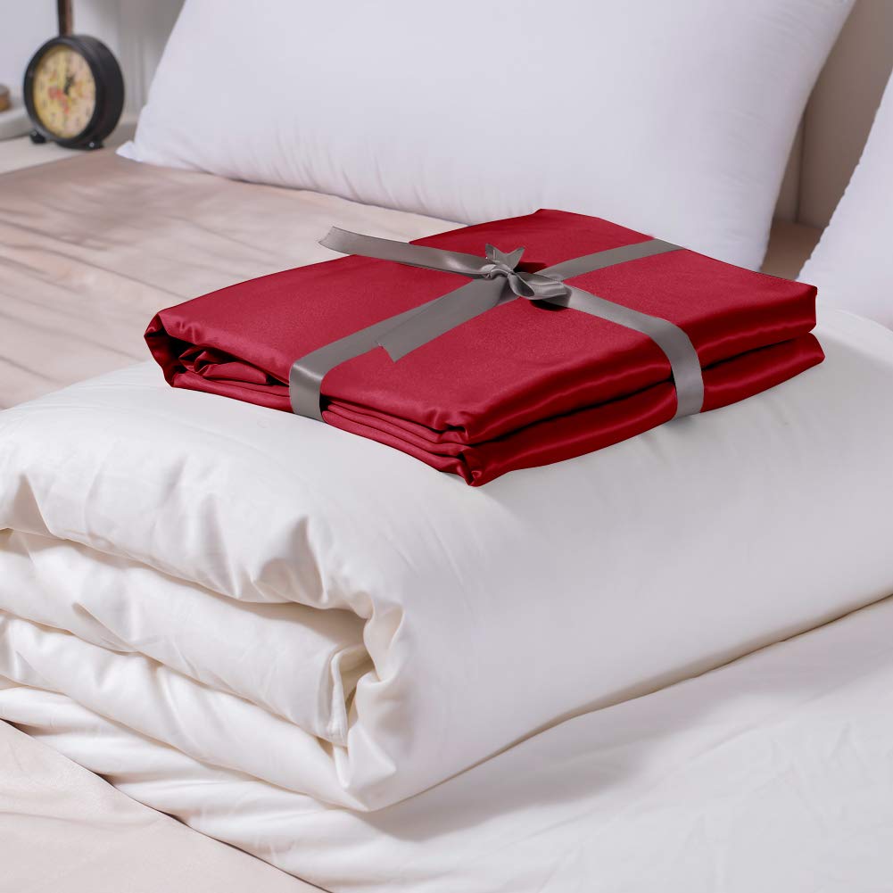 THXSILK Luxury 100% Silk Comforter Set - Twin Size Red | 2-in-1 Silk Duvet Cover & Comforter for Spring & Fall | Breathable & Hypoallergenic Bedding | Perfect for Master Bedrooms, Guest Rooms & Luxury Hotels