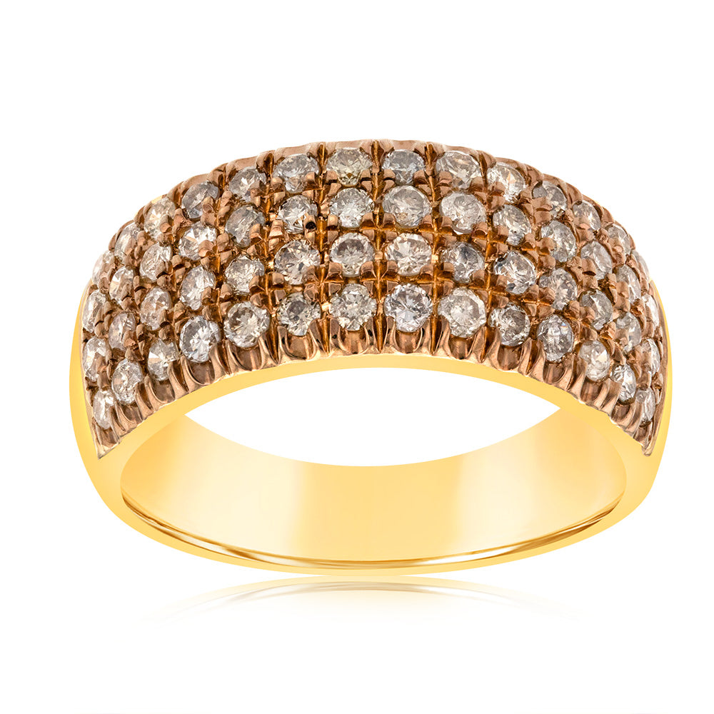 1 Carat Diamond Ring with 58 Brilliant Cut Diamonds in Silver Gold Plated - Elegant Engagement & Wedding Ring for Women