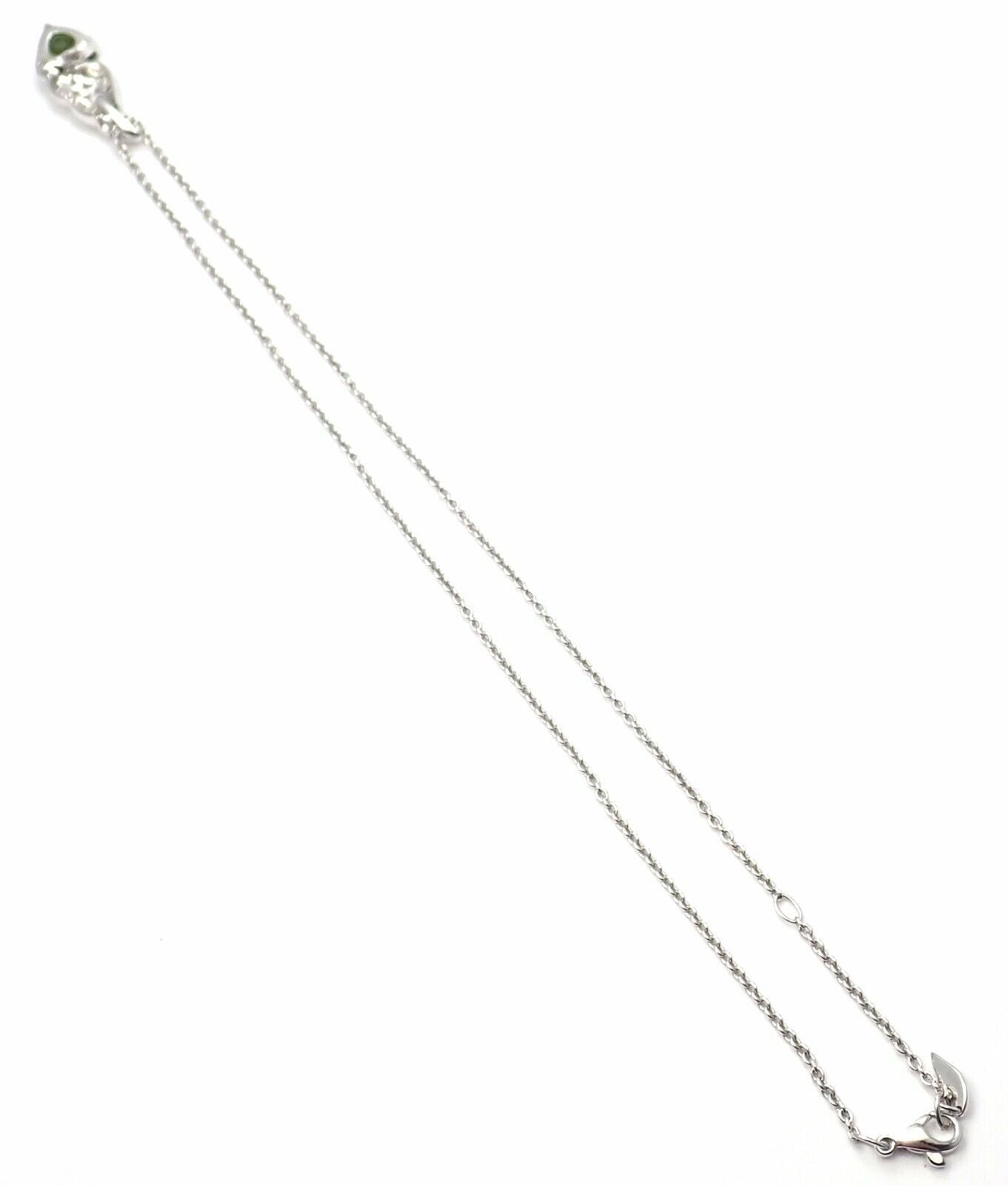 Authentic Piaget 18k White Gold Diamond Peridot Heart Pendant Necklace - Luxury Jewelry for Women, Perfect Gift for Anniversary & Valentine's Day