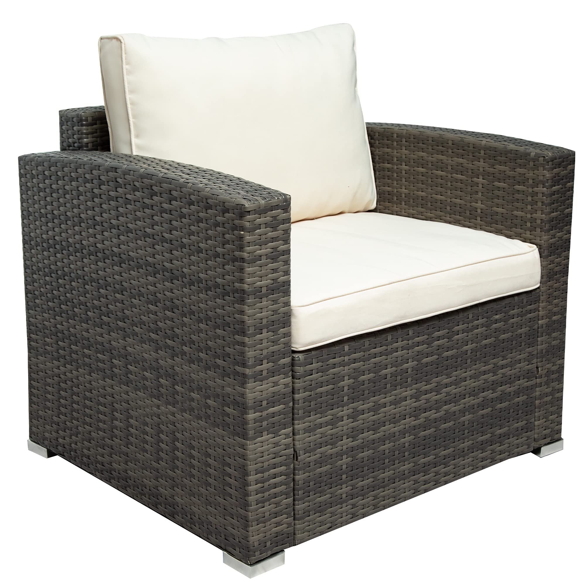 7-Piece Outdoor Patio Furniture Set - All-Weather PE Rattan Wicker Sofa with Cushions, Coffee Table & Storage - Beige - Perfect for Backyard, Garden, Poolside & Terrace Relaxation