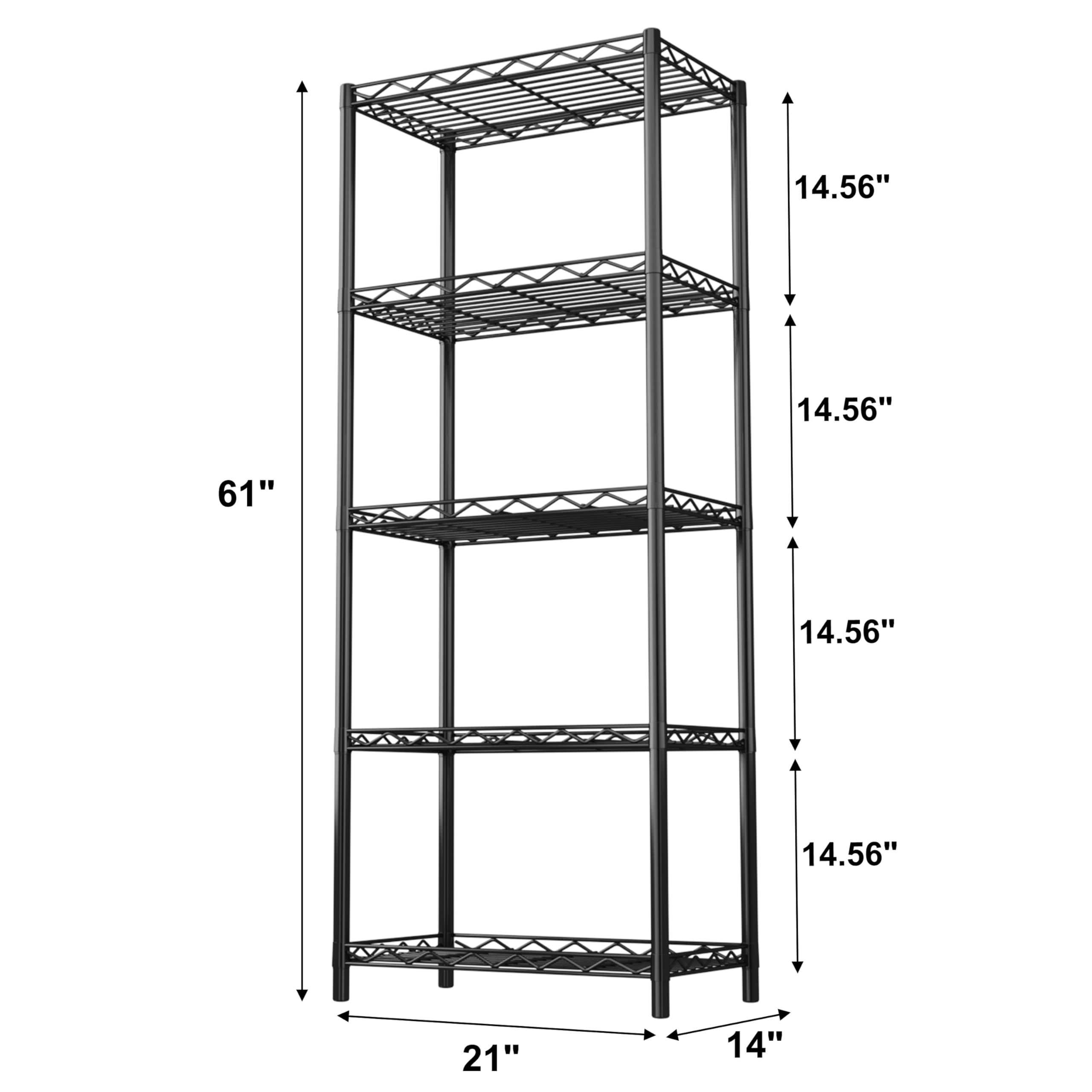 HOMEFORT 5-Tier Heavy Duty Metal Wire Shelving Unit - 21