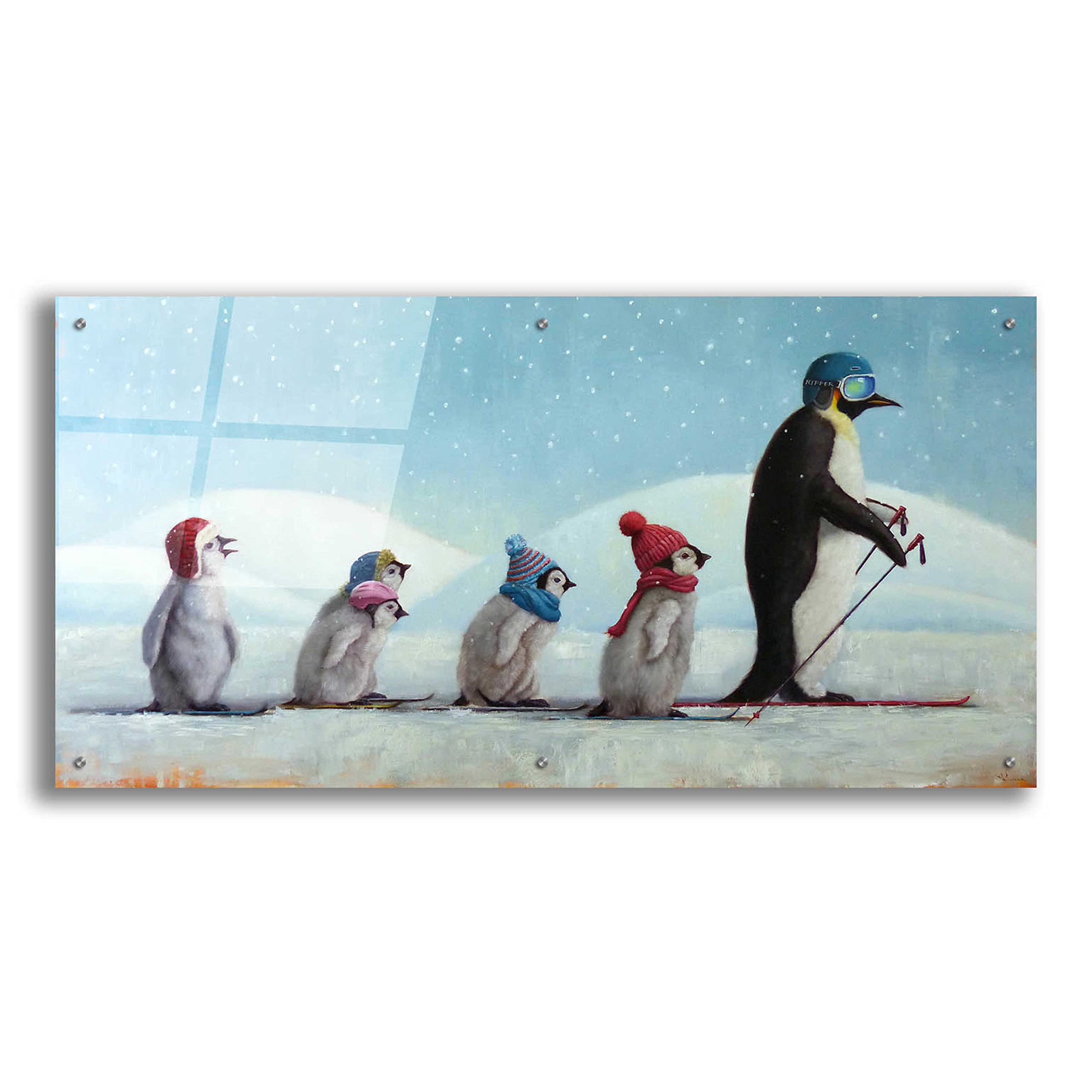 Lucia Heffernan 'Ski School' Acrylic Glass Wall Art - 48x24 Inches Modern Painting for Living Room, Bedroom & Office Decor | Winter Sports Theme Artwork