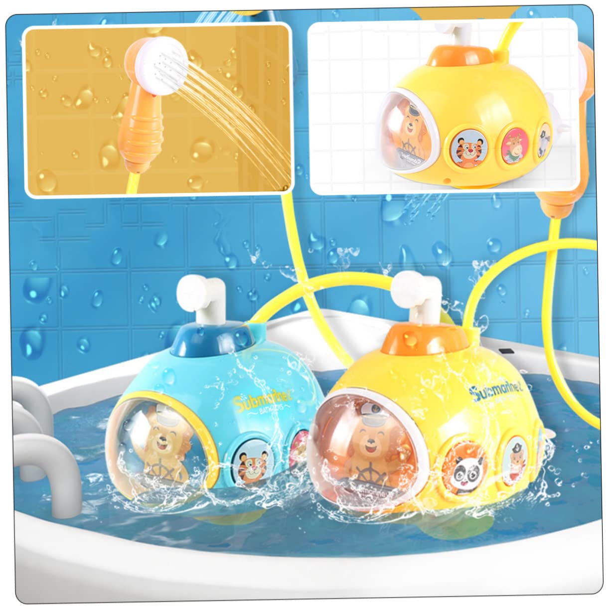 FAVOMOTO 4pcs Kids Bath Toys - Animal Shower Toys for Toddlers, Water Play Toys for Baby Bath Time, Durable Plastic Yellow Bathtub Toys for Children - Fun Learning Toys for Sensory Play & Early Development