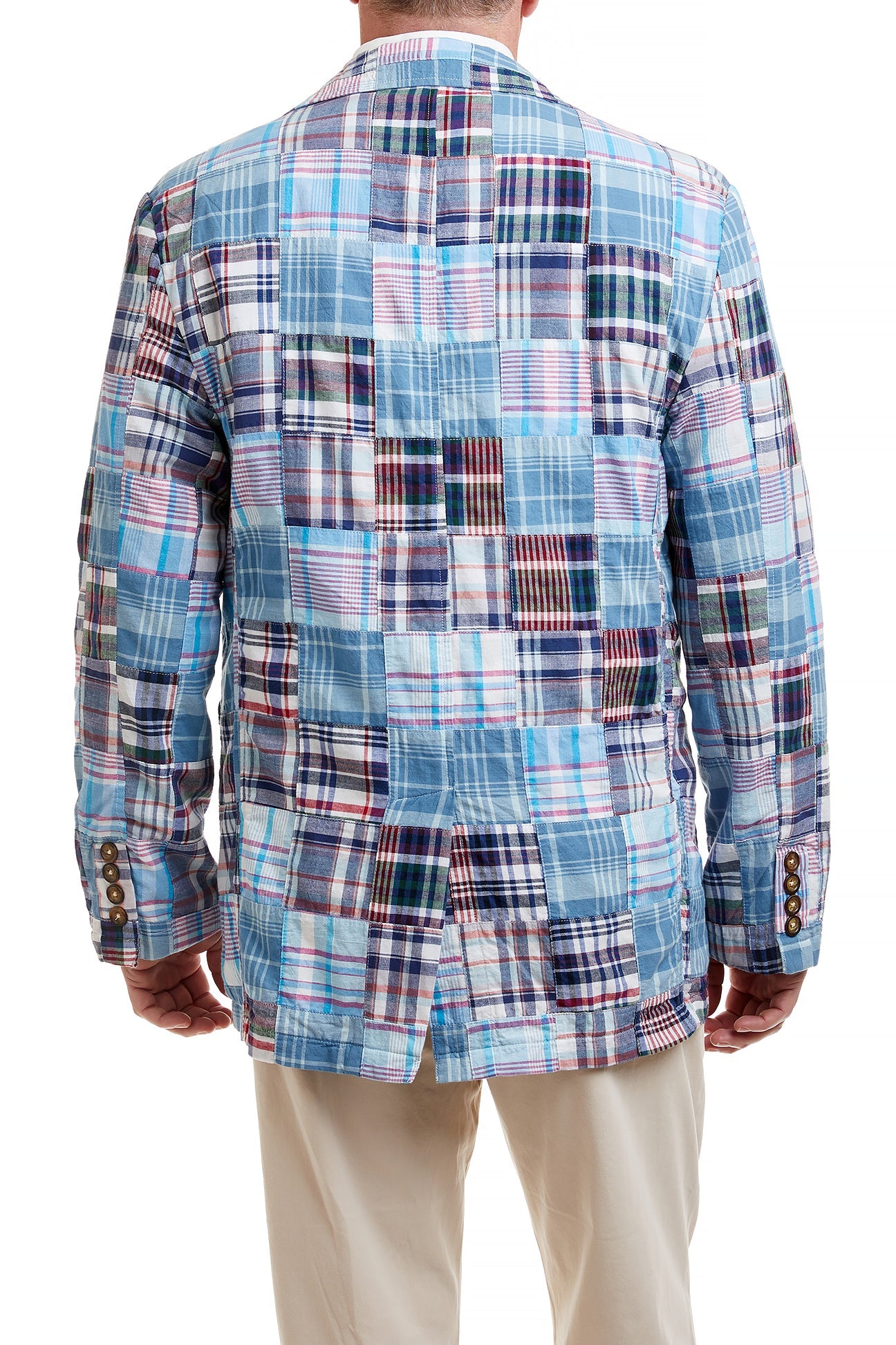 Spinnaker Blazer Seapoint Patch Madras Jacket - Lightweight Summer Sports Coat for Men - Perfect for Yachting, Golf & Outdoor Events