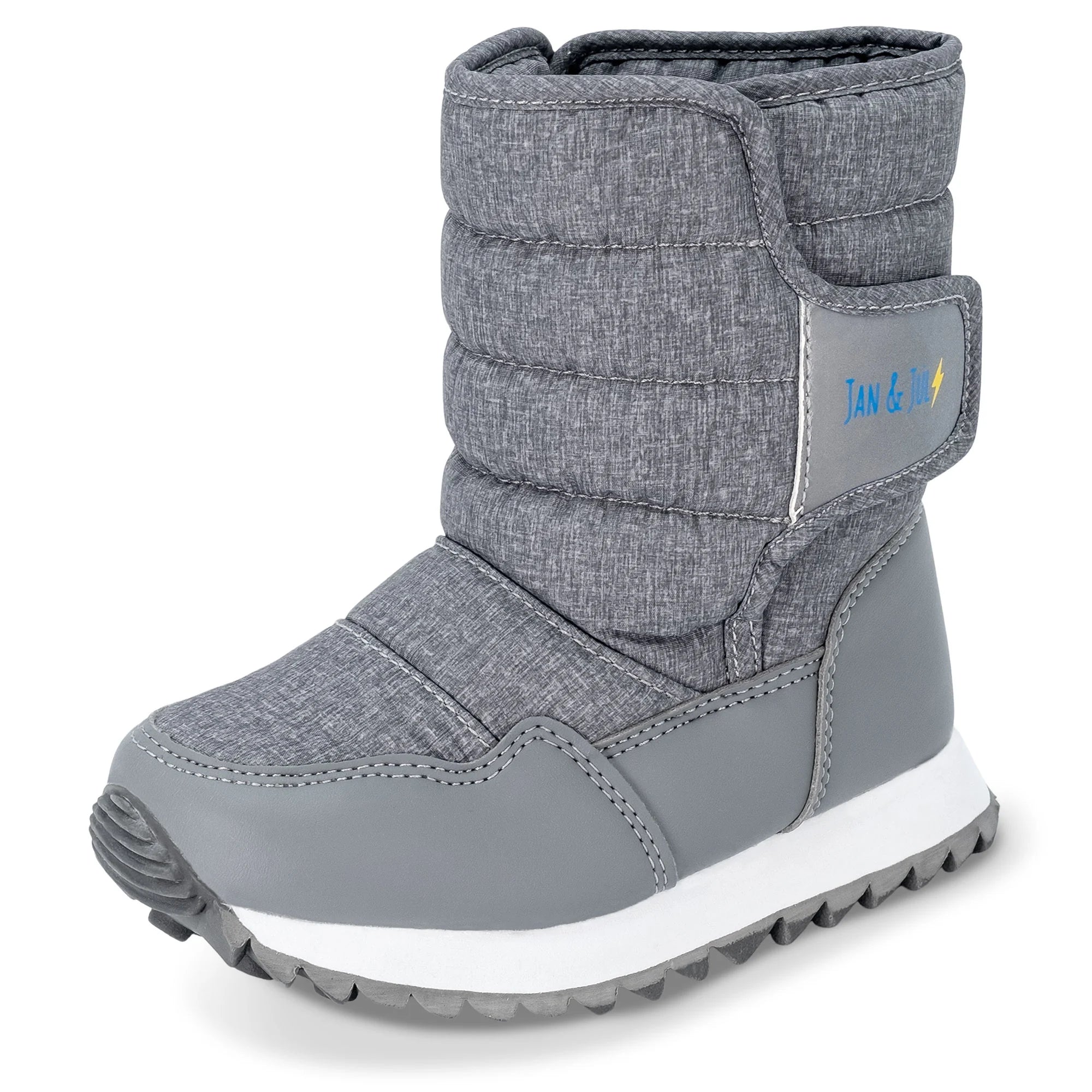 Jan & Jul Heather Grey Tall Puffy Boots for Kids - Waterproof Winter Snow Boots for Girls & Boys - Perfect for Outdoor Play, Snow Days & Cold Weather Adventures