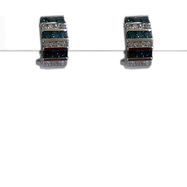 14K White Gold Blue Diamond Stud Earrings for Women - Elegant & Hypoallergenic Jewelry for Weddings, Parties & Special Occasions
