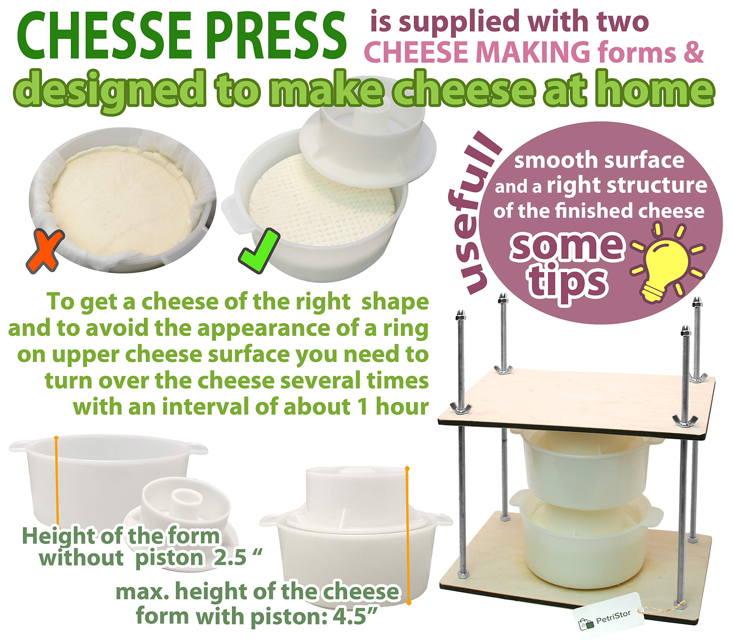 Premium Wooden Cheese Press Kit - 12