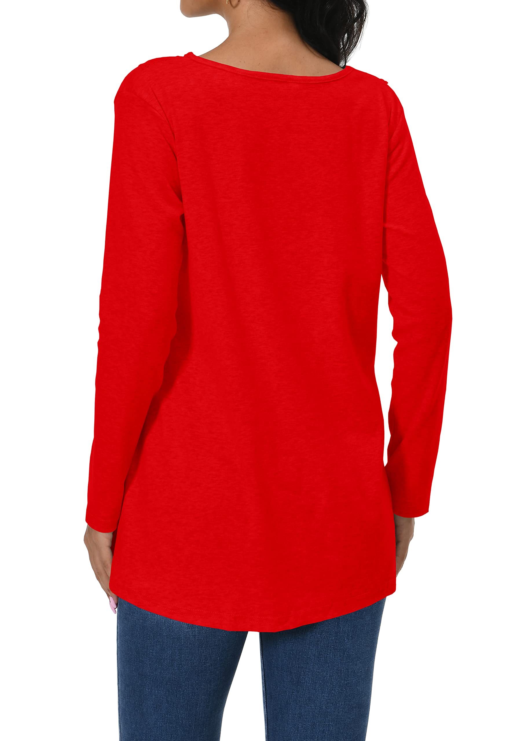 Afibi Women's Long Sleeve Casual Tunic Tops - Loose Fit Blouse for Leggings | Comfortable Everyday Wear for Work, Yoga & Outfits