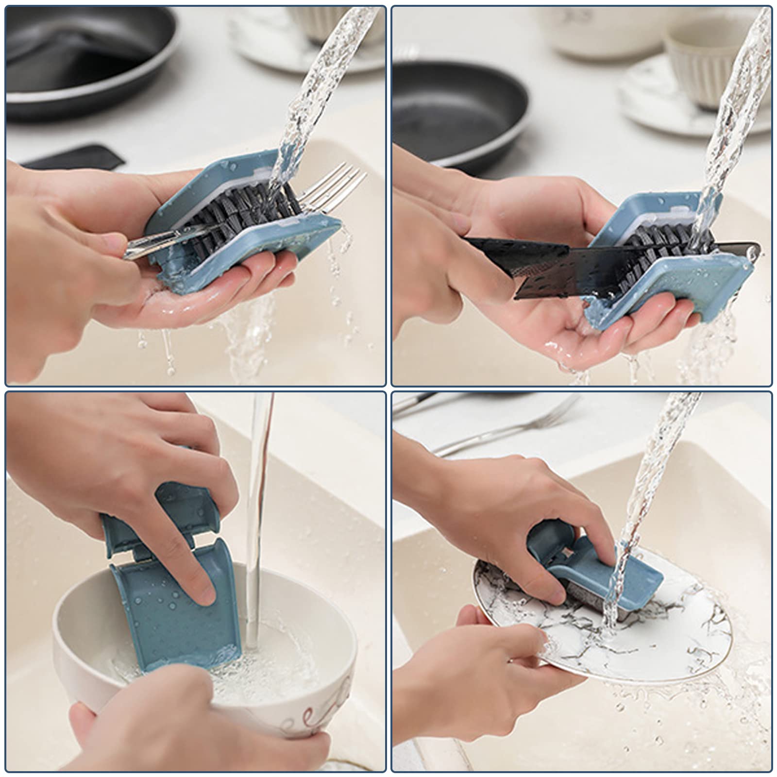2-Pack Knife Cleaner with Sponge Brush & Cloth - for Kitchen Cutlery & Chopsticks