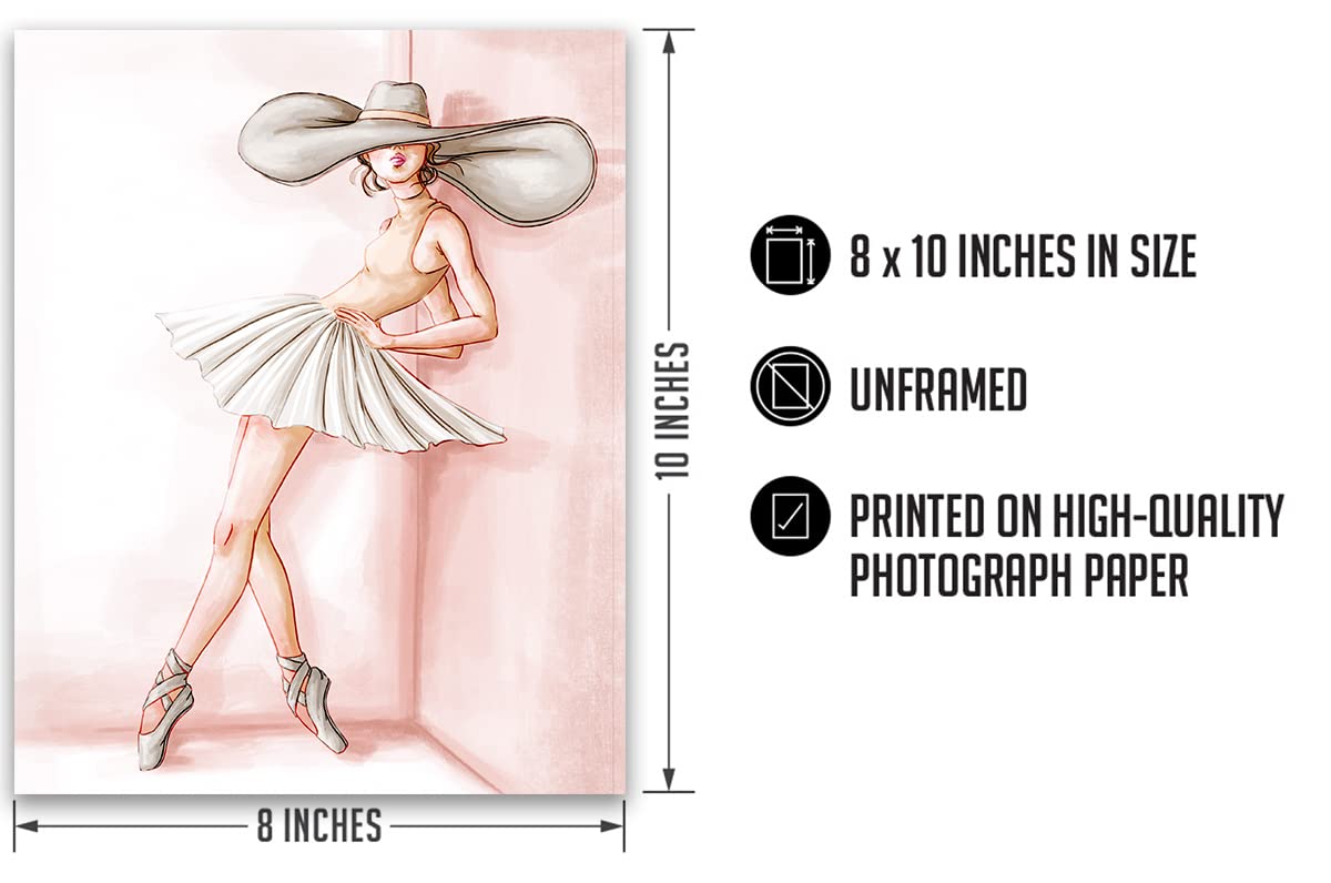 Govivo Ballet Dancer Canvas Wall Art - Pink Ballerina Print for Girls Room Decor, Teen Bedroom & Dorm - 8x10 Unframed Dance Themed Poster - Perfect Gift for Ballet Lovers & Dance Enthusiasts | Bedroom Wall Decor, Dance Studio Art, Ballet Themed Birthday Present