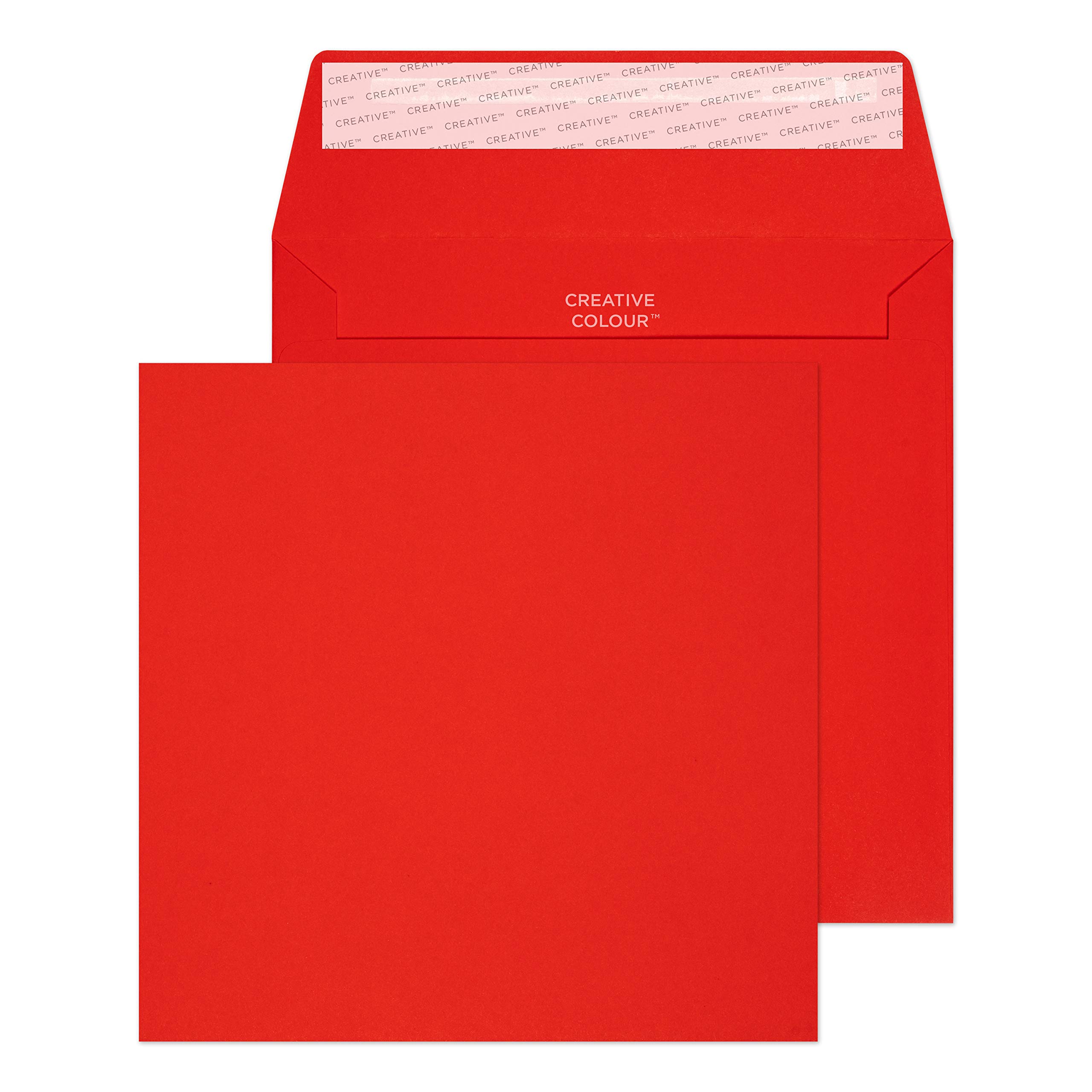 120 GSM 160x160mm Square Peel & Seal Envelopes - Pack of 500, Pillar Box Red - Perfect for Invitations, Greeting Cards & Business Mailings