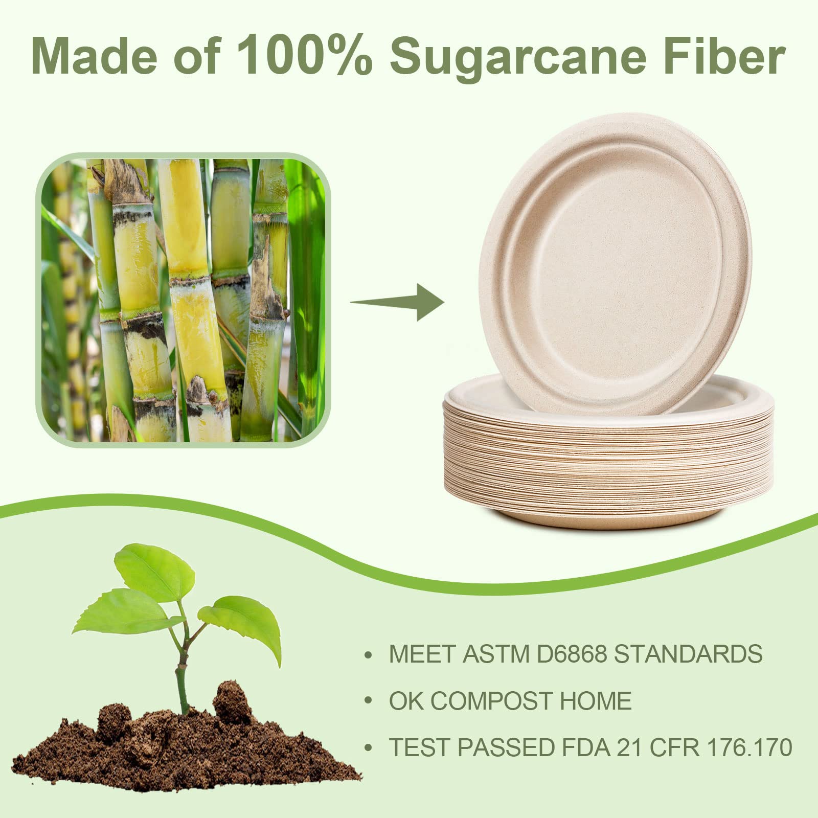 10 Inch Compostable Paper Plates - 50 Pack Heavy Duty Eco Friendly Disposable Plates | Sturdy Brown Recycled Paper Plates for Parties, Picnics, BBQs & Outdoor Dining