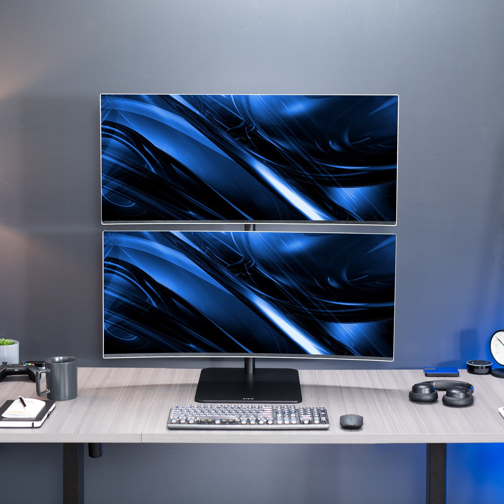 Dual Ultrawide Vertical Monitor Desk Stand - Holds Up to 45