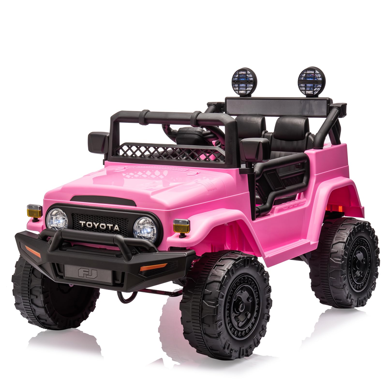 12V Licensed Toyota Ride On Truck for Kids - Battery Powered Electric Car with Remote Control, Music, LED Lights & Safety Belt | Pink Kids Ride-On Toy for Indoor & Outdoor Play, Birthday Gifts