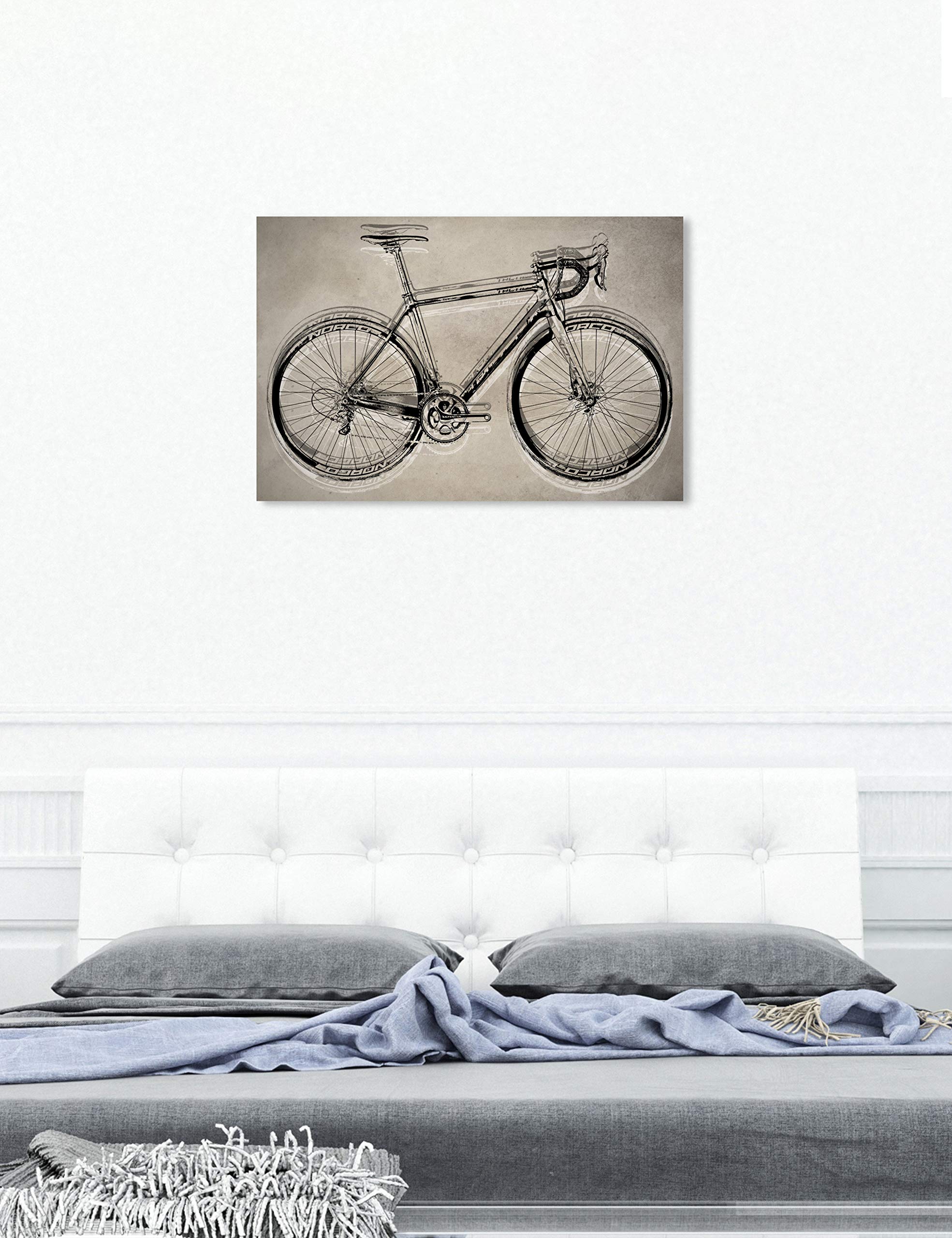 Oliver Gal Artist Co. 'Cycle Here' Transportation Wall Art Canvas Print - 45x30 Inches Black & Brown Modern Home Decor - Perfect for Living Room, Bedroom or Office Wall Art