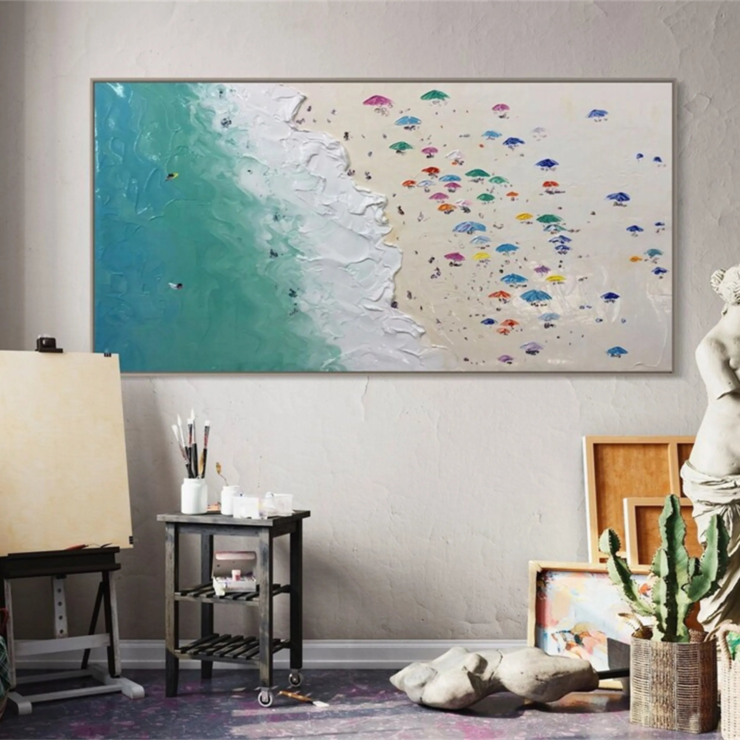 Seascape and Snowy Peak Painting #SP011 - Stunning Coastal and Mountain Landscape Artwork for Home & Office Decor
