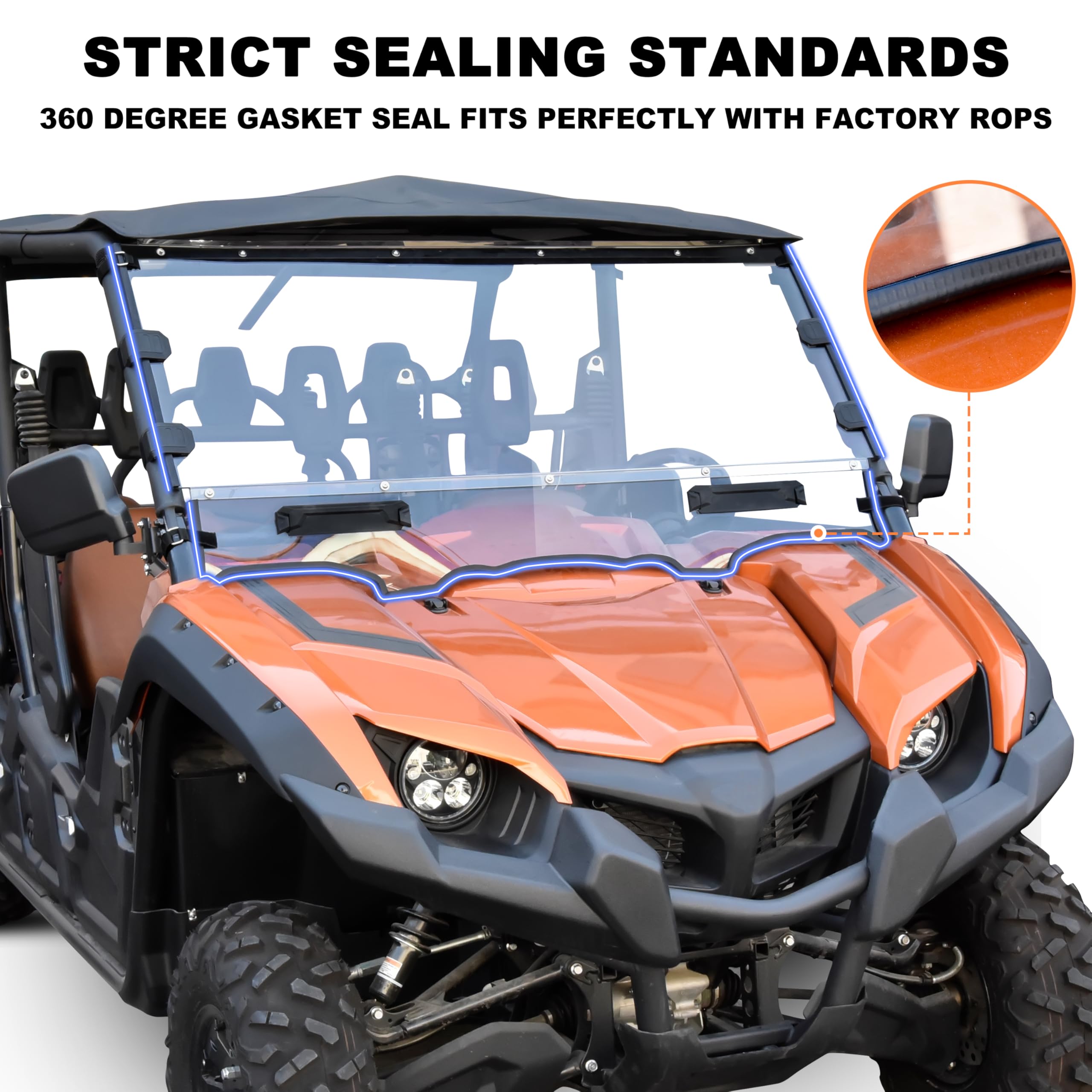 SAUTVS Clear Durable Hard Coat Poly Vented Full Windshield for Yamaha Viking VI (2014-2025) - Dustproof ATV Accessories for Off-Road Adventures & Trail Riding
