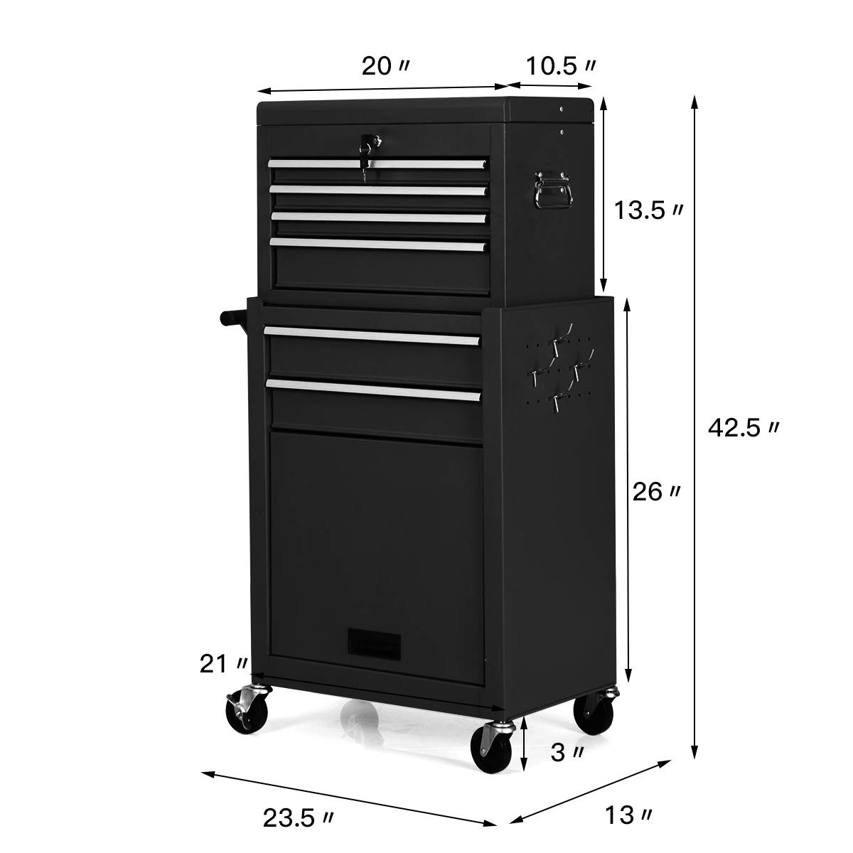 Casart 6-Drawer Rolling Tool Storage Box with Keyed Locking System - Heavy Duty Tool Cabinet for Garage, Workshop & DIY Projects