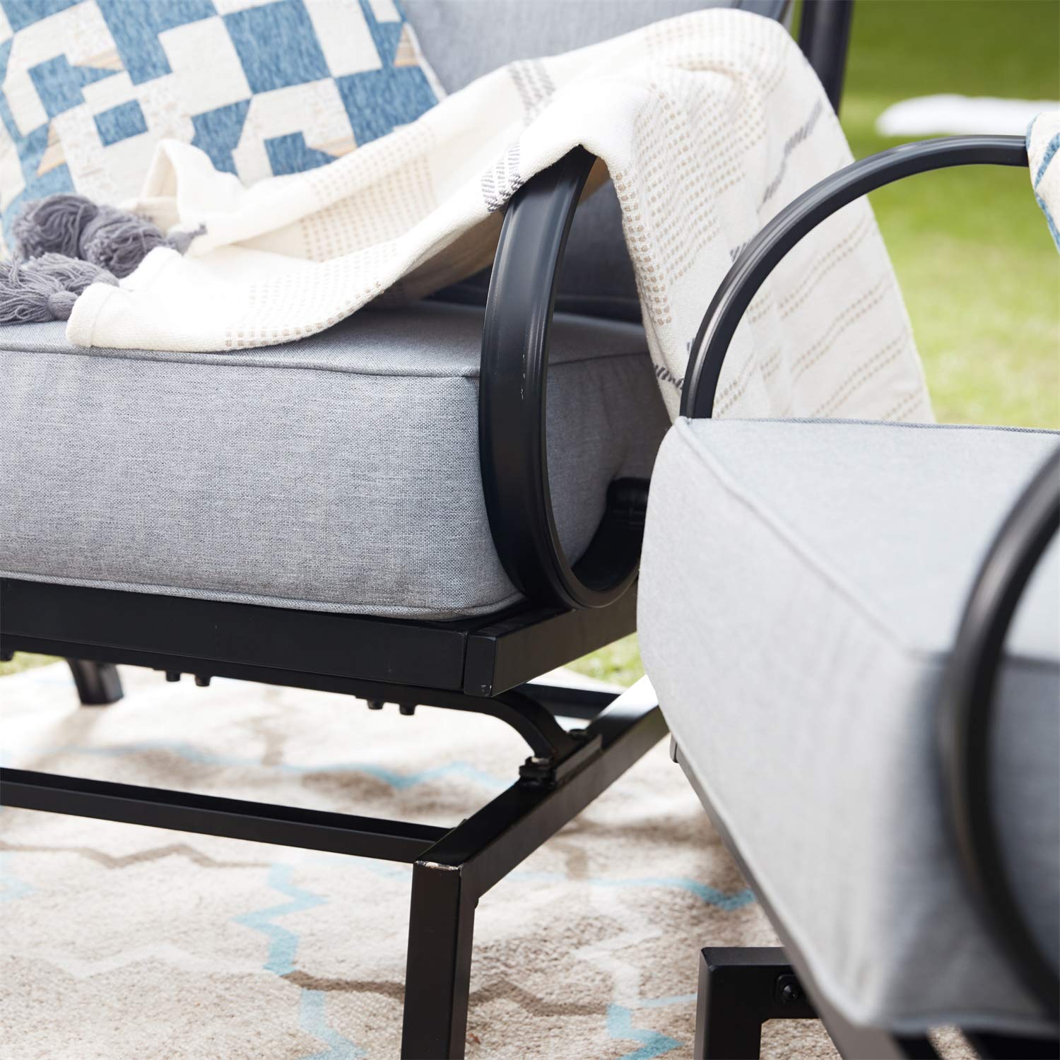 **Outdoor Bistro Set with 2 Rocking Chairs & 1 Coffee Table - Metal Patio Furniture for Garden, Balcony, Lawn - Perfect for Relaxing, Entertaining, and Enjoying Summer Evenings**
