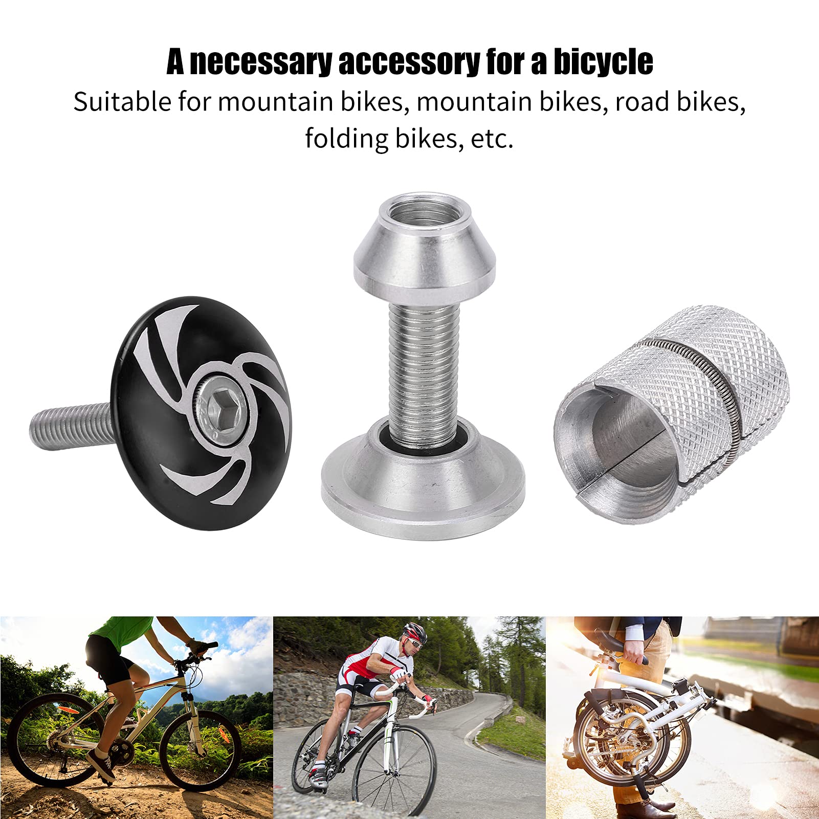 Vbestlife Bike Headset Compression Plug - Aluminum Alloy Shockproof Headset Top Cover Expander for Mountain & Road Bicycles (Black) | Durable Bike Parts for Off-Road Cycling & Commuting