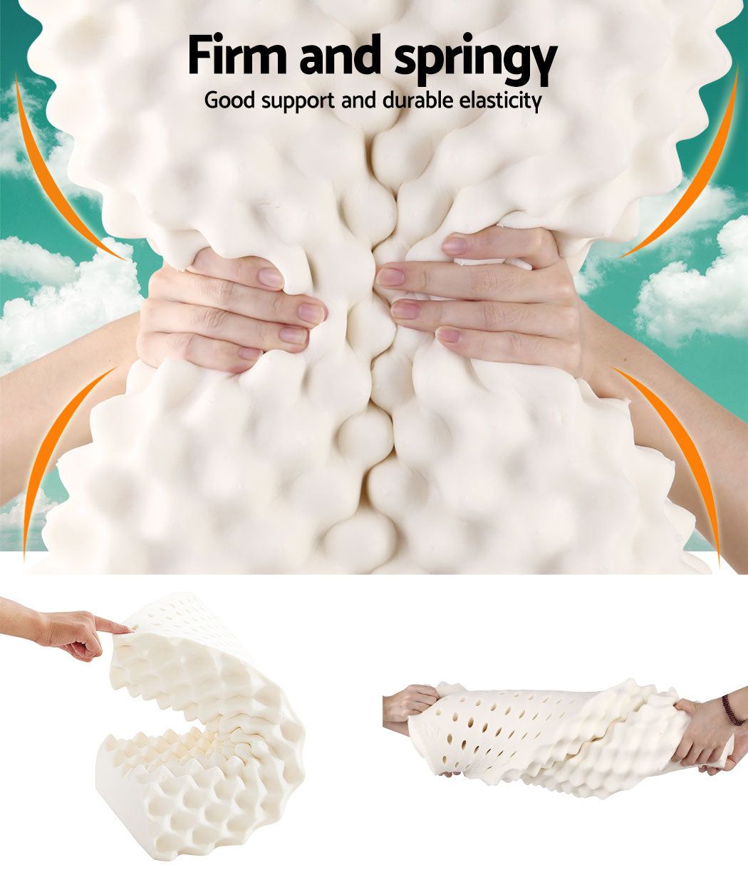 Natural Latex Pillow Twin Pack - Hypoallergenic & Breathable for Side, Back & Stomach Sleepers - Perfect for Home, Travel & Hotel Use