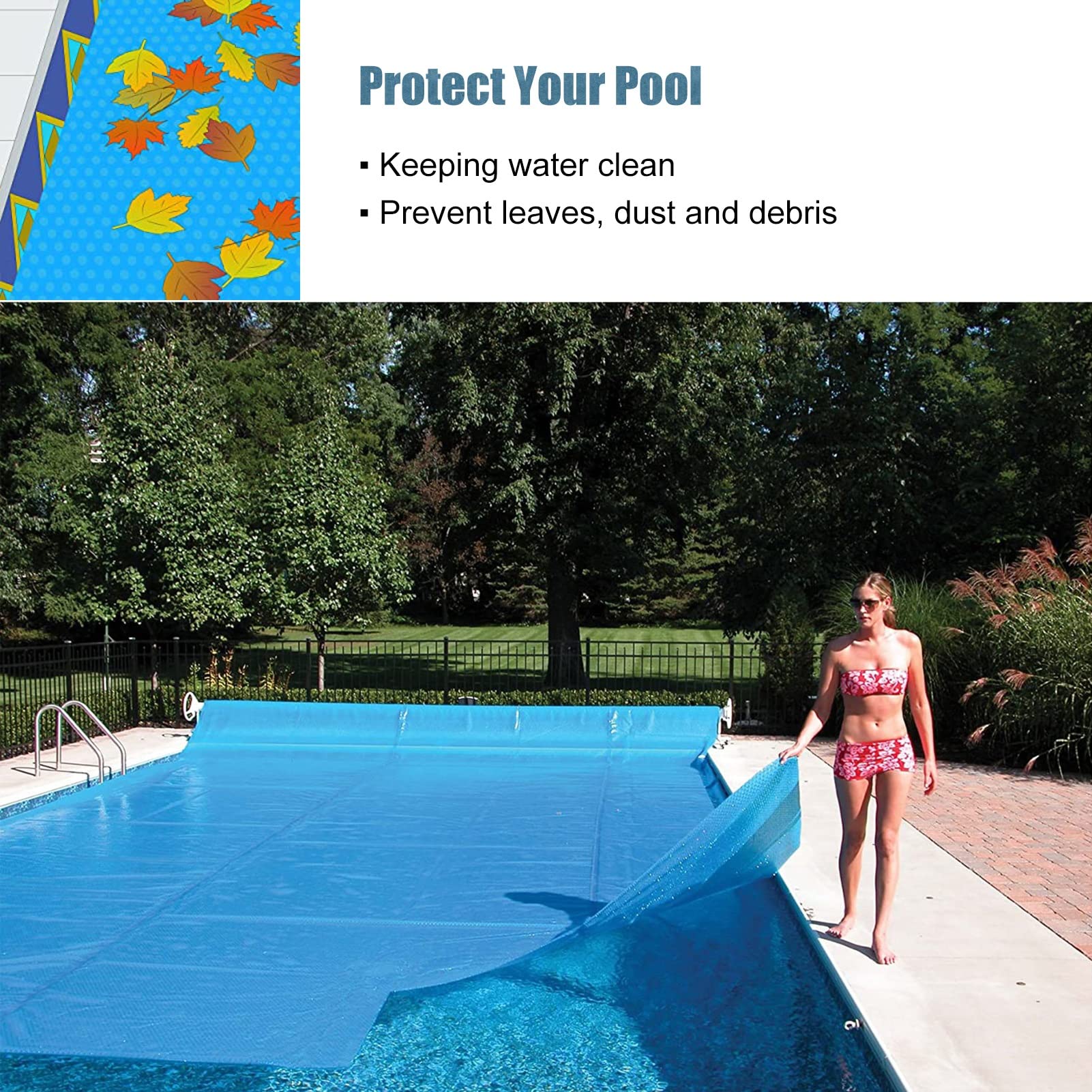 ERRULAN Blue Solar Pool Cover - Heavy Duty Swimming Pool Solar Blanket for Above Ground & Inground Pools - 1.5x6m/5x19.7ft Rectangle Heat Retention Cover - Perfect for Extending Swimming Season & Reducing Water Evaporation