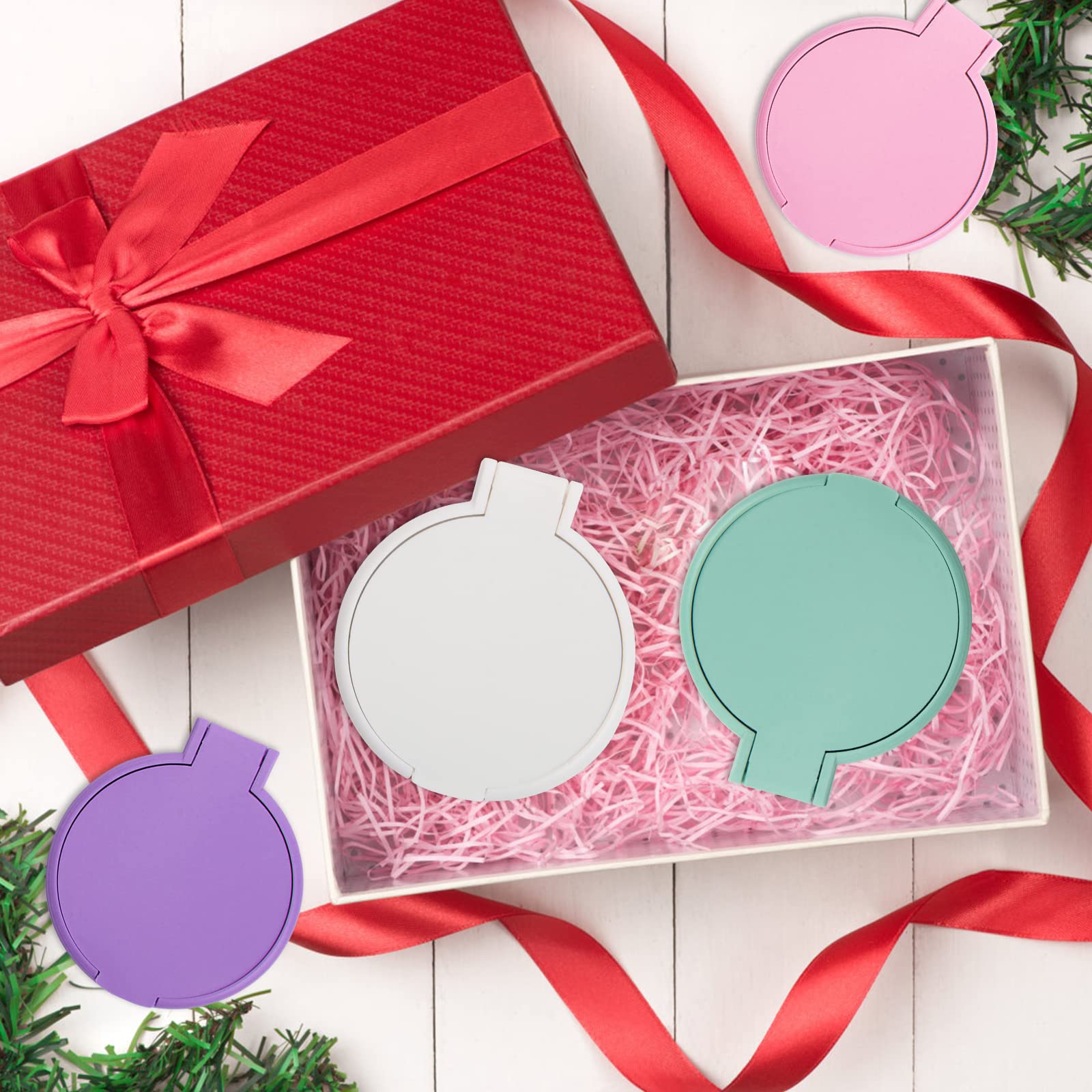 12 Pcs Mini Folding Compact Mirror Set - 2.4 Inch Round Portable Travel Makeup Mirror for Women & Girls - Perfect for Purse, Travel, Home & Daily Makeup Use
