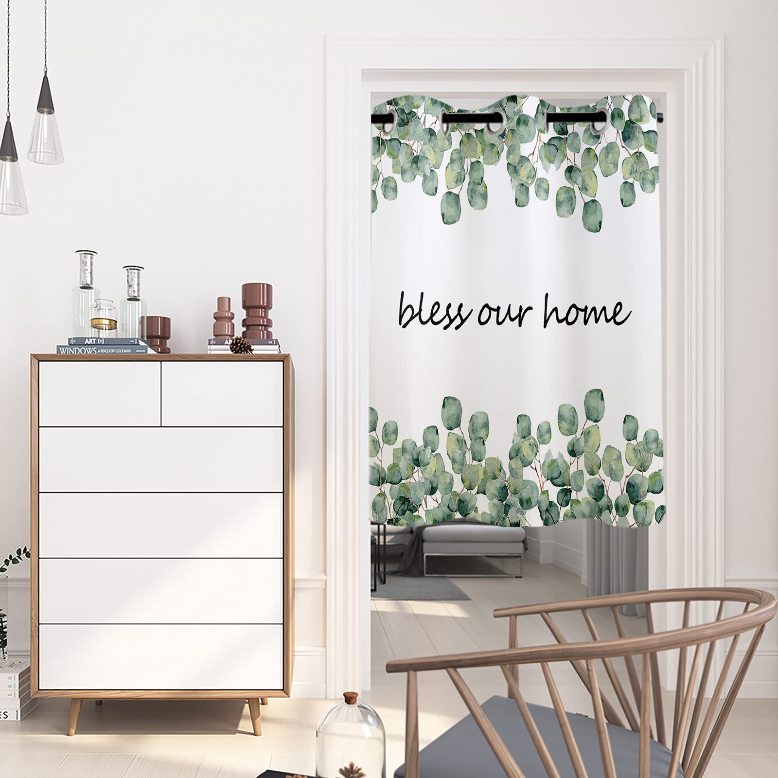Blackout Curtains with Tropical Leaf Pattern - Thermal Insulated Grommet Window Curtains for Living Room & Bedroom (52x96 Inch) - Perfect for Home Decor, Light Blocking and Temperature Control in Summer