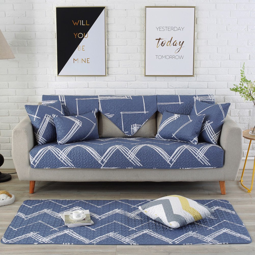 Quilted All-Season Sofa Protector Cover - Fresh Cotton Slipcover with Anti-Slip Design for Sectional Couches (28x83 inches/70x210cm) - Perfect for Living Room Furniture Protection, Pet-Friendly Home Decor & Daily Use