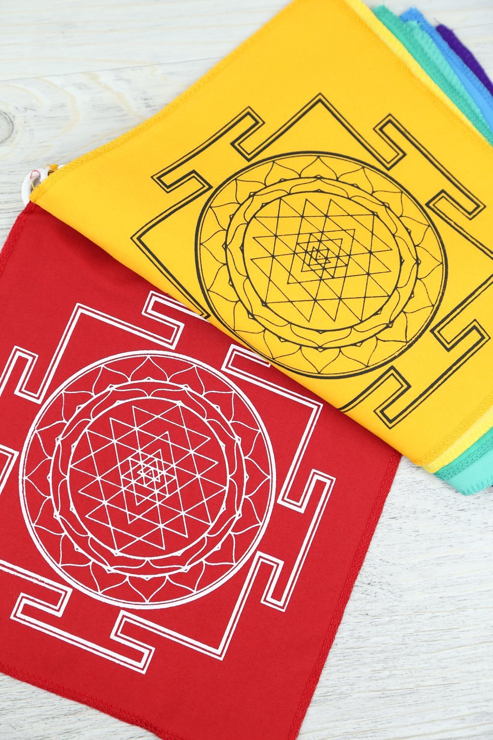 7 Chakra Sacred Geometry Prayer Flags - Spiritual Healing & Meditation Decor for Home, Yoga Studio & Outdoor Space