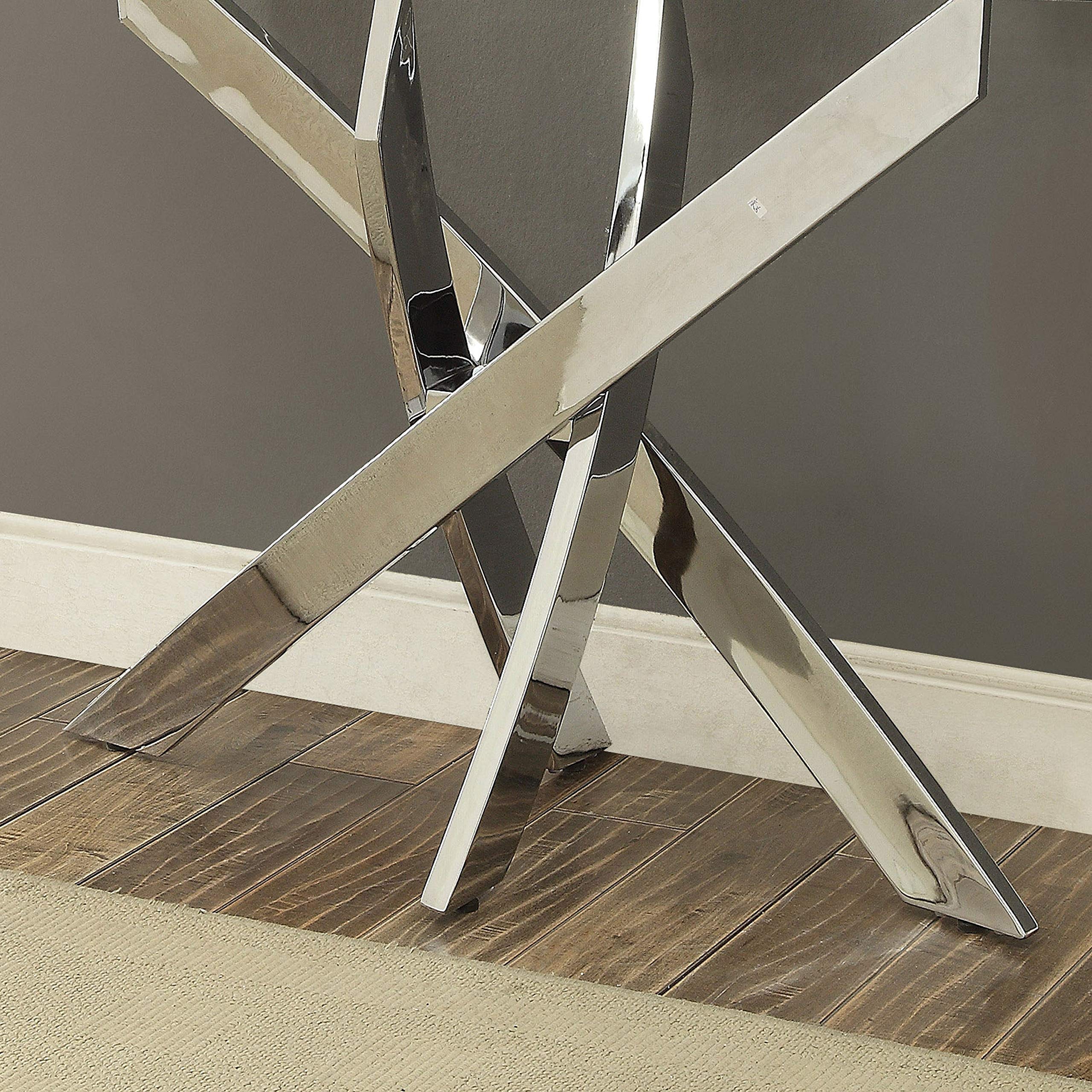 ZCYINGQ Modern Metal X-Cross Sofa Table - Silver Finish with Tempered Glass Top - Contemporary Transitional Design - Perfect for Living Room, Bedroom or Office Use