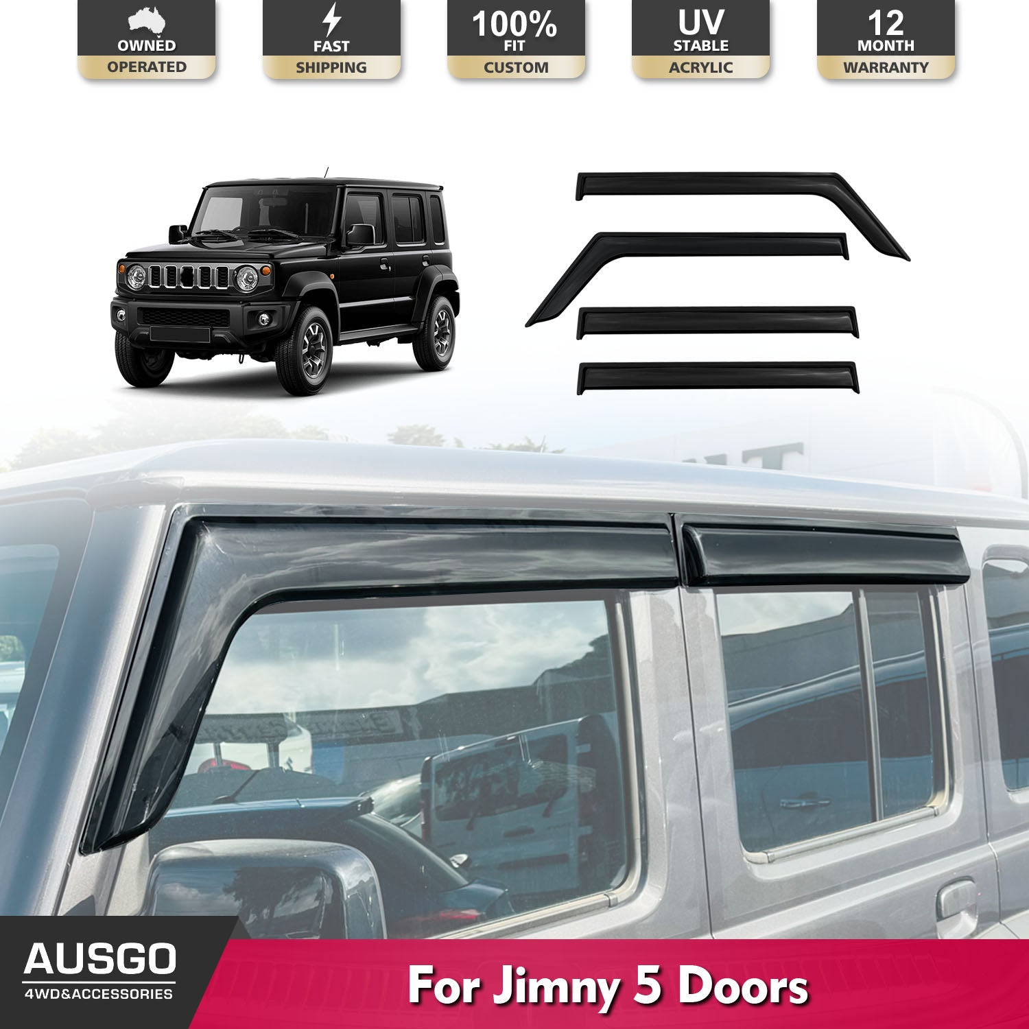 Premium Weather Shields for Suzuki Jimny XL 5 Door (2023-Present) - Durable Rain Guards & Window Deflectors for All-Weather Protection & Off-Road Adventures