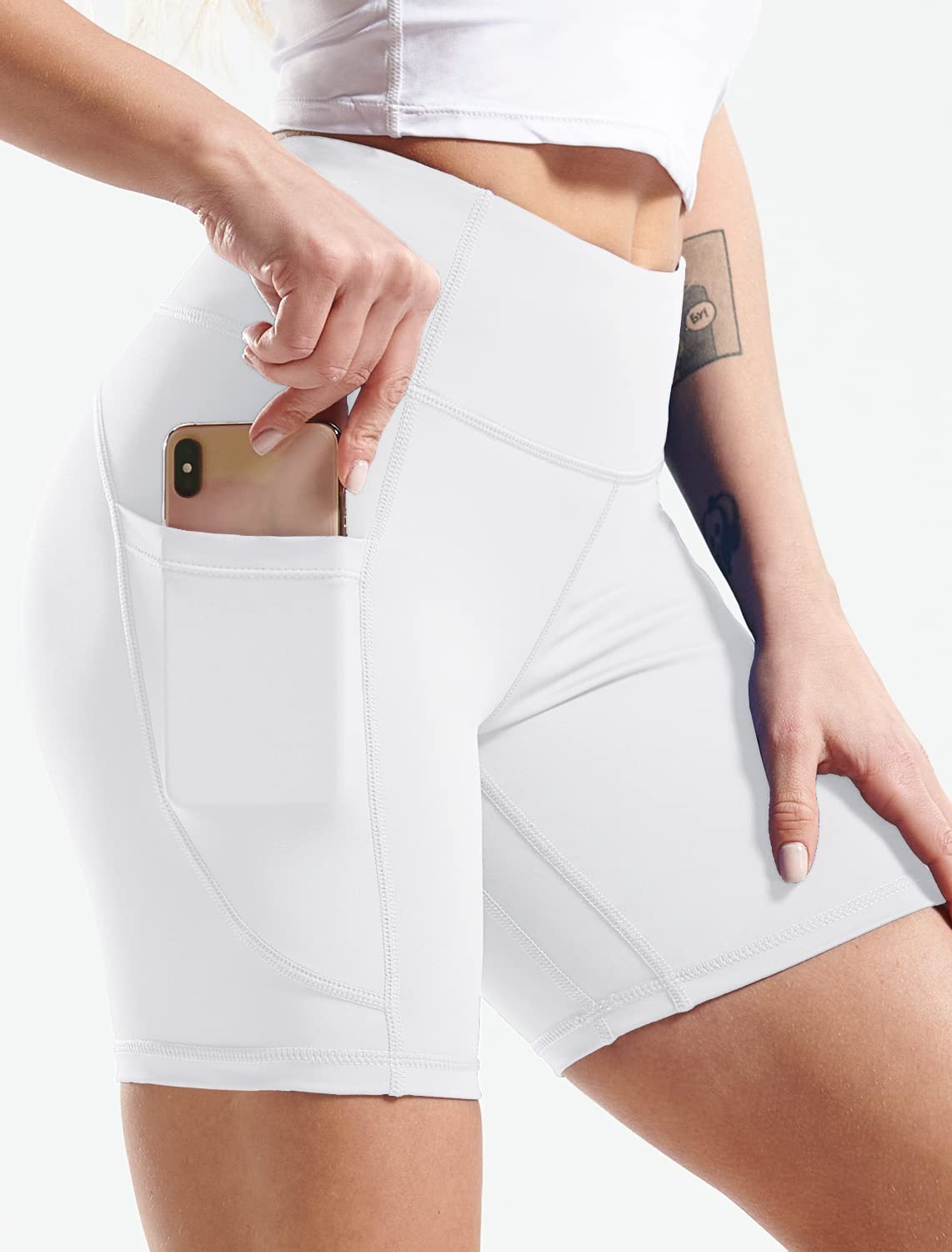 CADMUS High Waist Yoga Shorts for Women - 3/4/6/7/8 Inch Inseam - Naked Feeling Workout Running Biker Shorts - Perfect for Yoga, Gym, Running & Lounge Wear