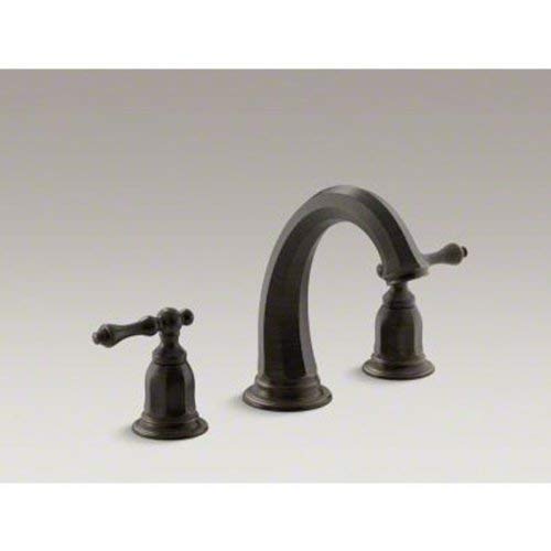 Kelston Deck Mount Bathroom Faucet Trim Kit - Modern Matte Black Bath Sink Faucet for Vanity, Powder Room & Guest Bath - Easy DIY Installation, Water-Saving Design