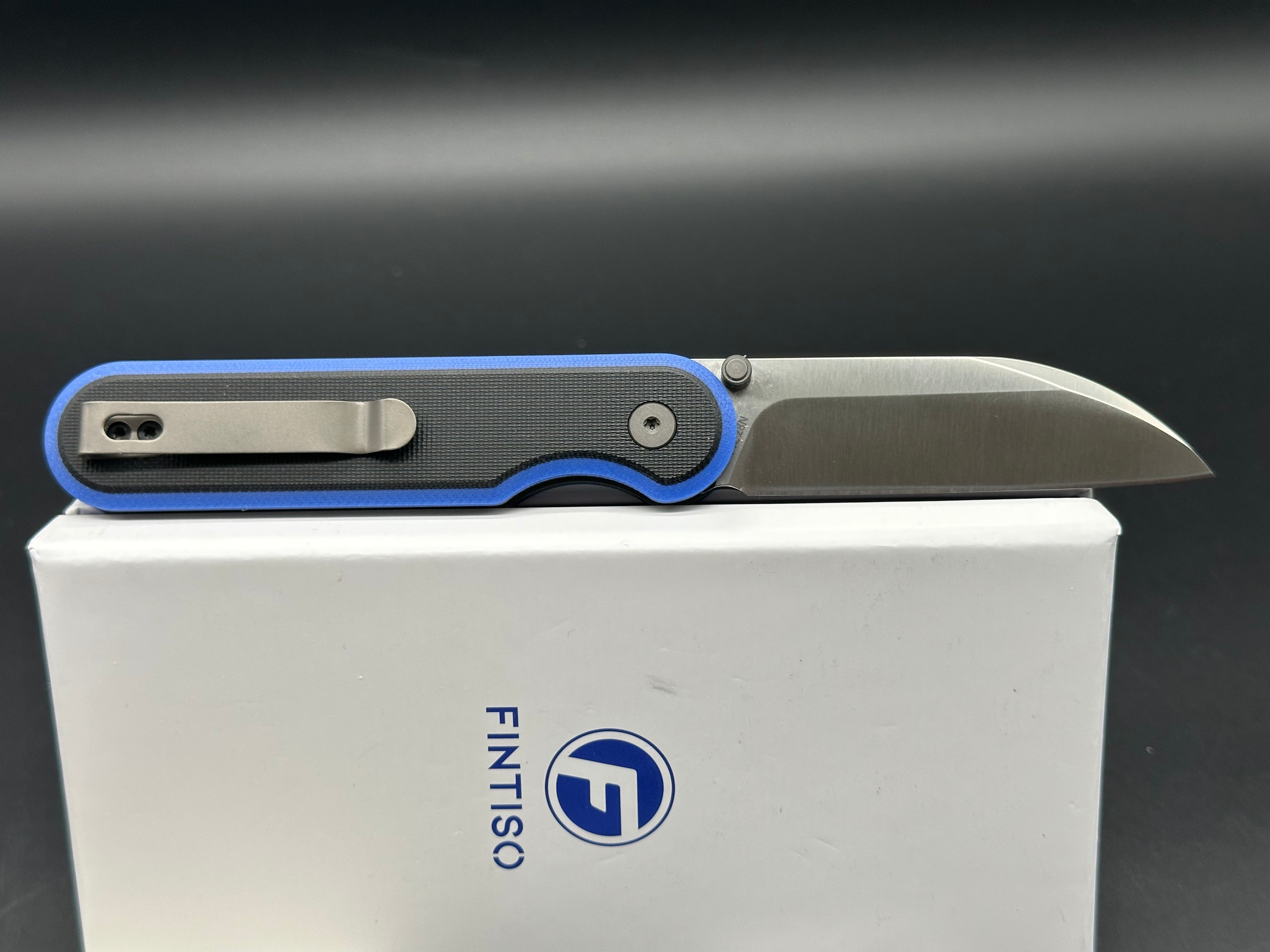 FINTISO Folding Pocket Knife with 14C28N Steel Blade & G10 Handle - Parrot Blue/Black - EDC, Camping, Hiking, Outdoor Survival Gear