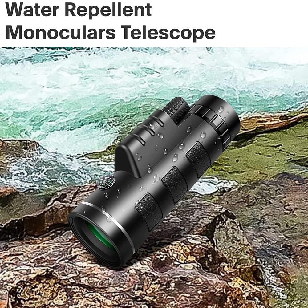 40X60 High Power Monocular Telescope for Bird Watching, Hunting, Camping & Travel - Compact & Lightweight with Smartphone Adapter, Tripod & Carry Case (Black) | Perfect for Outdoor Adventures, Wildlife Observation & Sports Events