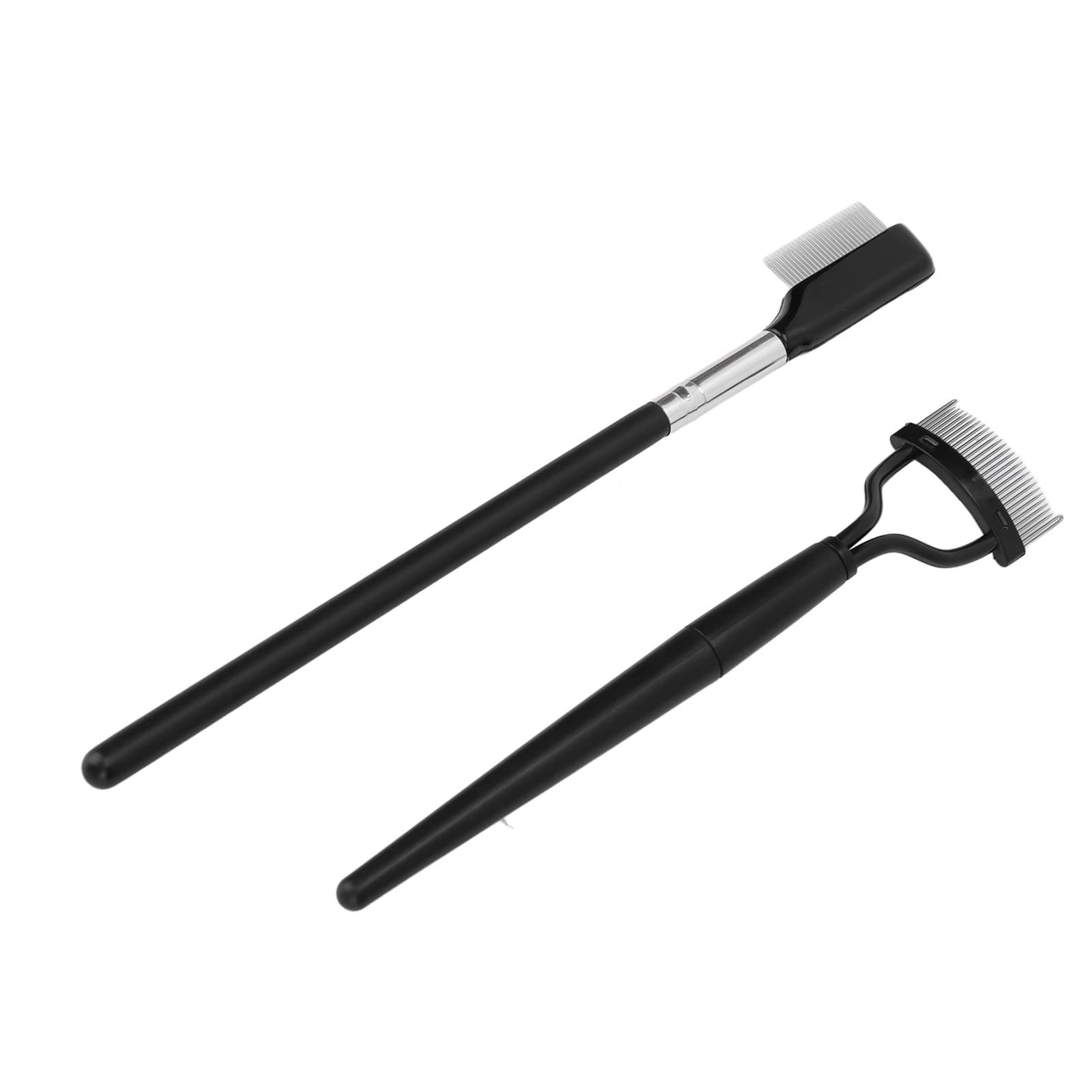 2-Pack Stainless Steel Eyelash Comb Set - Foldable Lash Separator & Grooming Brush for Perfect Makeup Application | Ideal for Eyelash Extensions, Mascara, and False Lashes