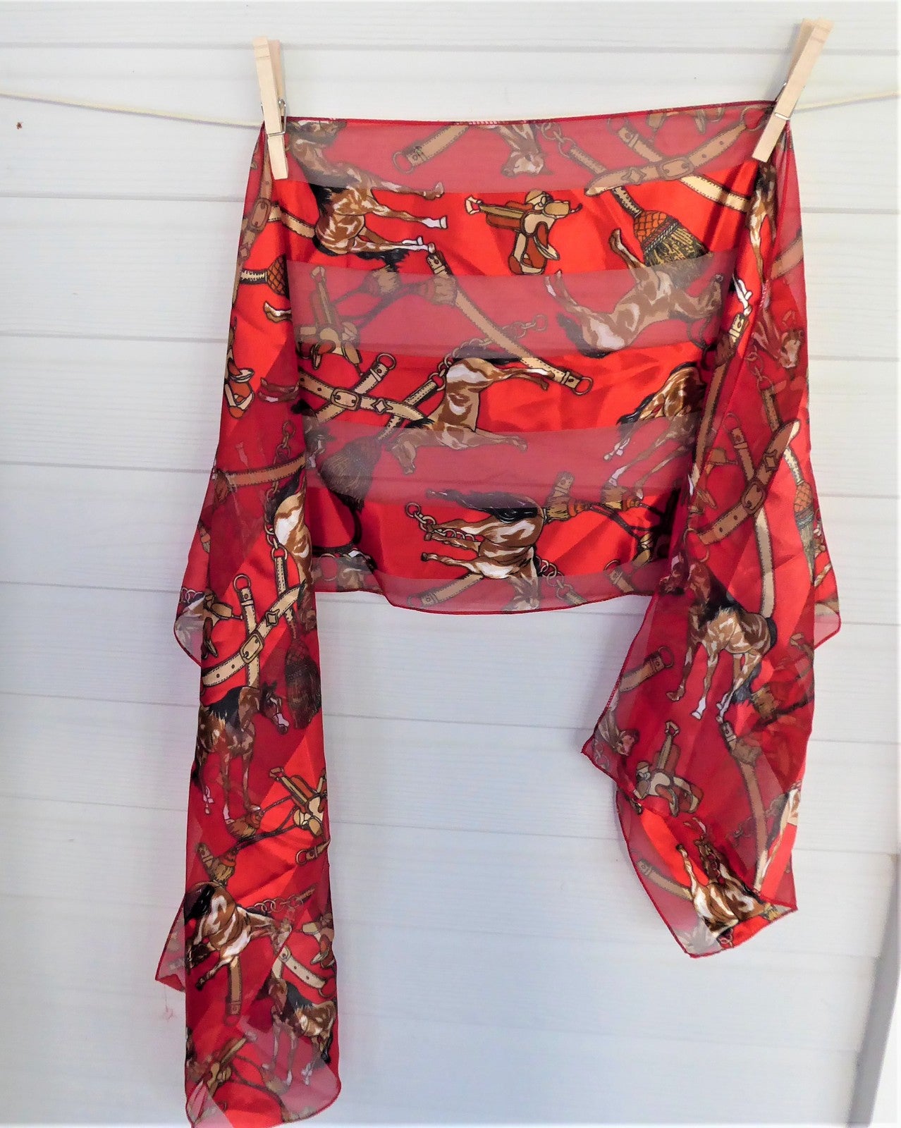 Red Shadow Stripe Equestrian Long Scarf - 60 Inch Riding Scarf for Horses, Breathable & Stylish Riding Tack - Perfect for Horseback Riding, Dressage, and Equestrian Events