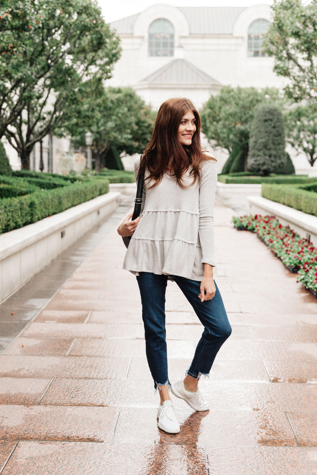 Stylish Gray Tiered Tops for Women | Trendy Layered Blouse | Perfect for Casual Outings, Office Wear & Date Nights
