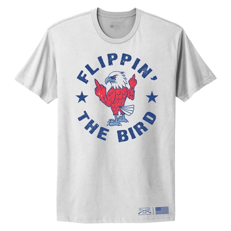 Women's Flippin' The Bird Boyfriend Fit T-Shirt - White | Casual Graphic Tee for Women | Perfect for Everyday Wear, Outings & Funny Gifts