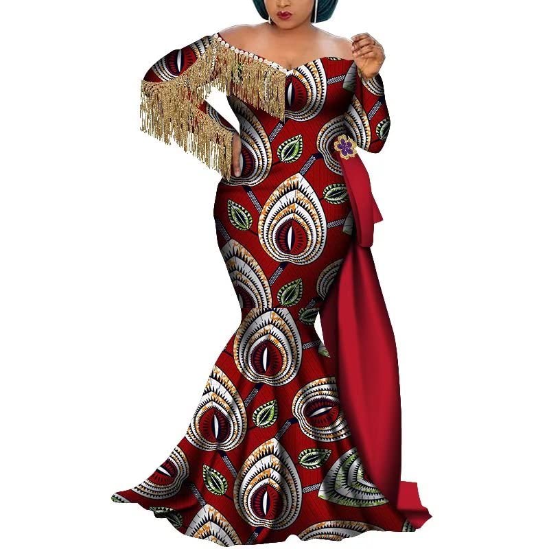 Elegant African Print Dashiki Maxi Dress for Women - Plus Size Long Wedding & Evening Gowns | Traditional African Clothing for Special Occasions & Cultural Events