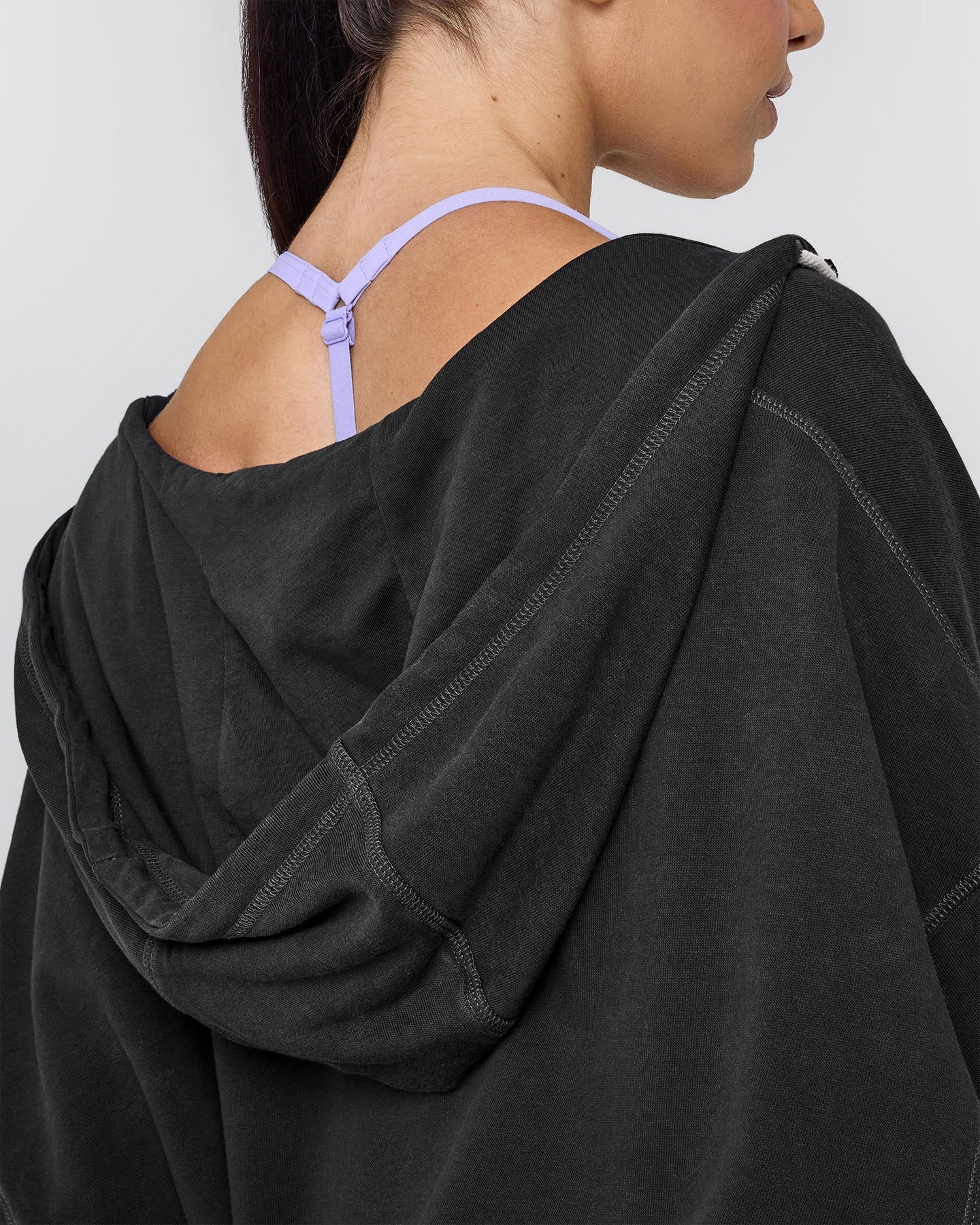 Raw Lounge Oversized Zip Through Hoodie with Graphic Print | Washed Black | Cozy Streetwear for Men & Women | Perfect for Casual Outings & Lounging at Home