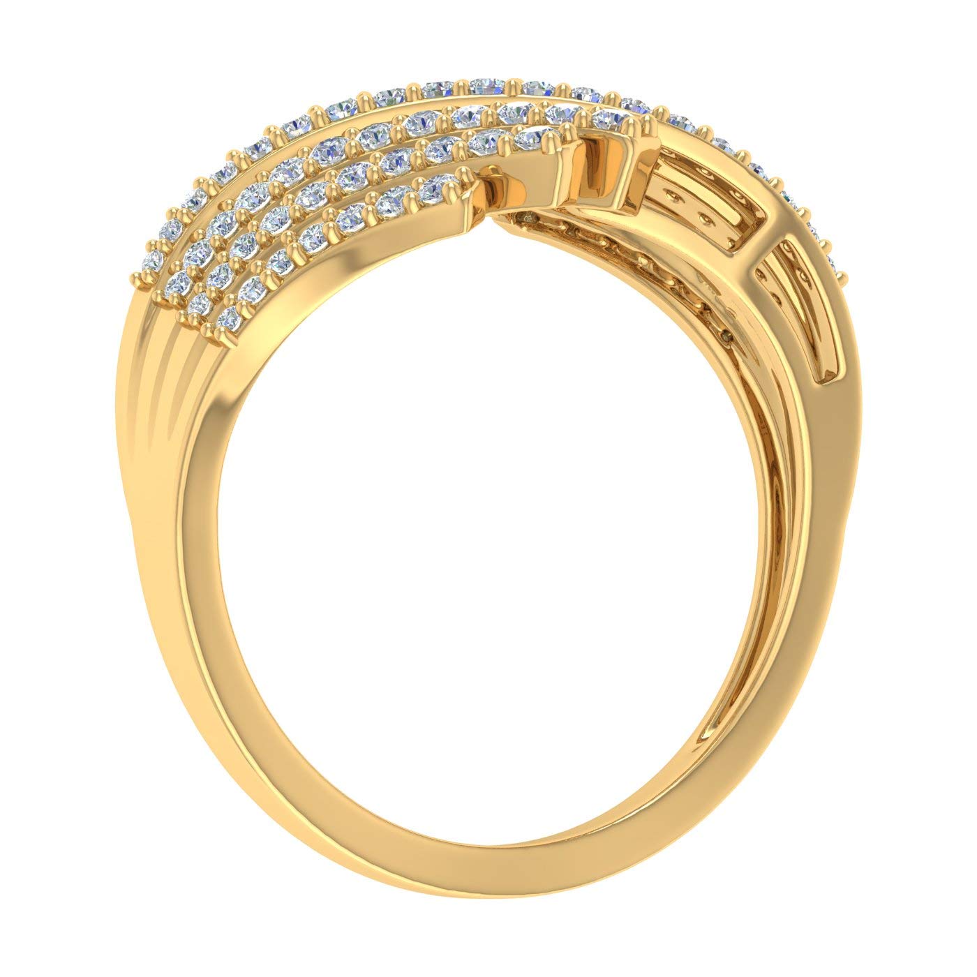 1/2 Carat Bypass Diamond Ring in 10K Gold - Elegant Statement Jewelry for Women, Perfect for Engagement, Anniversary & Special Occasions