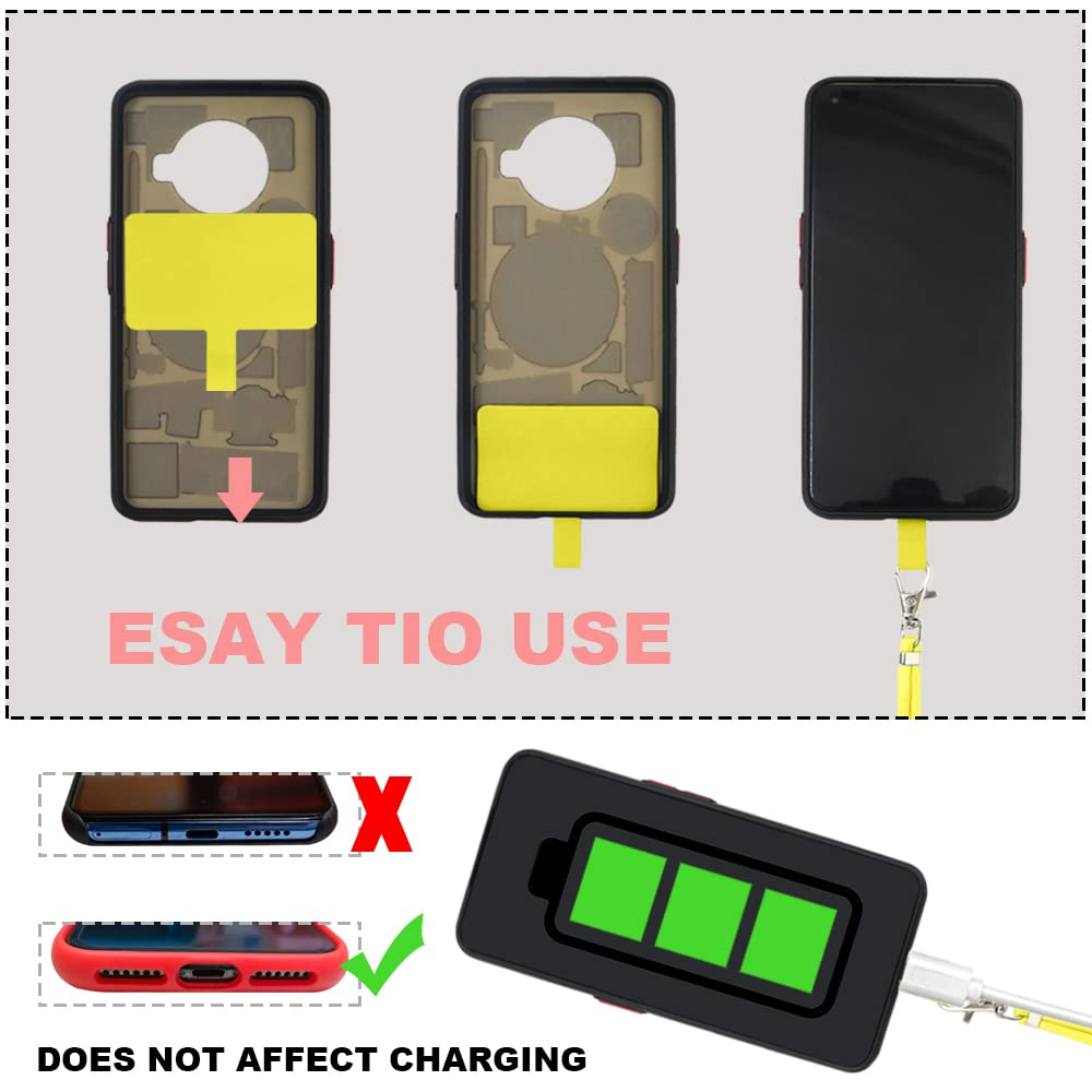 5 Pack Adjustable & Detachable Nylon Phone Lanyard with Patches - Universal Neck Strap for iPhone, Samsung & Smartphones (Black/White/Yellow/Purple/Pink) - Perfect for Work, Travel & Events