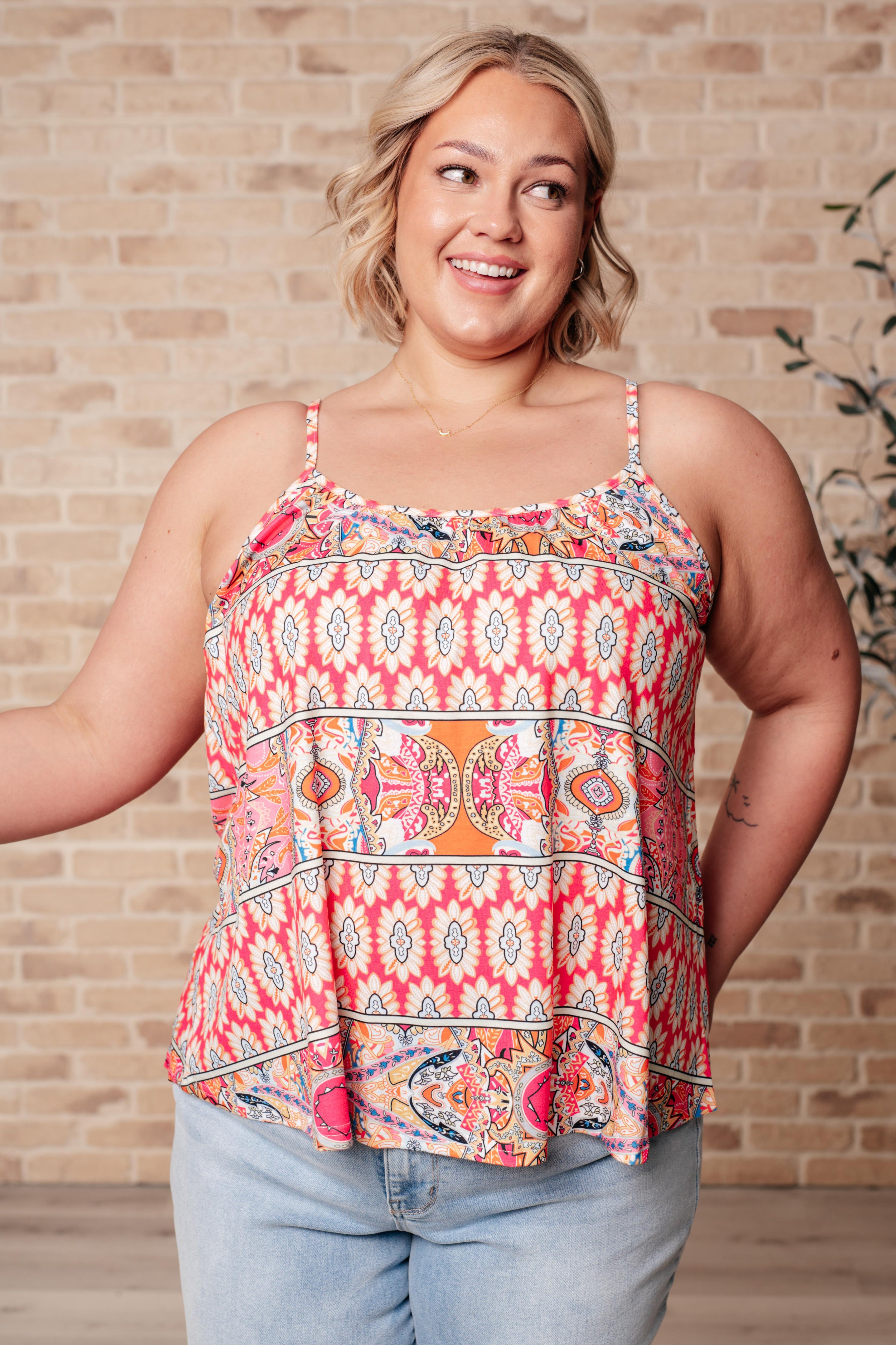 Free Spirited Mixed Print Tank Top - Stylish & Comfortable Women's Summer Casual Wear for Beach, Music Festivals & Outdoor Activities