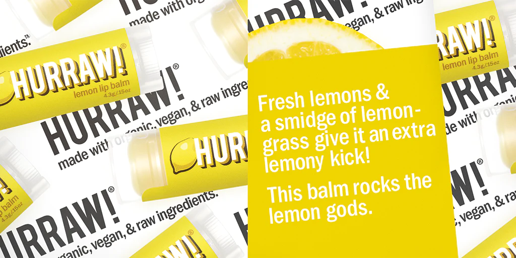 Hurraw Organic Lemon Lip Balm - Natural Moisturizing & Soothing for Dry Lips - Perfect for Daily Use, Outdoor Activities & Travel