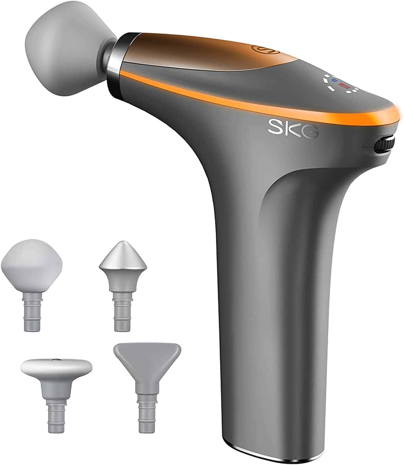 SKG Professional Percussion Massage Gun with Heat Therapy - Deep Tissue Handheld Muscle Massager for Athletes & Recovery, Portable Electric Massager for Post-Workout Pain Relief, Muscle Relaxation & Soreness - Perfect for Gym, Home & Travel Use