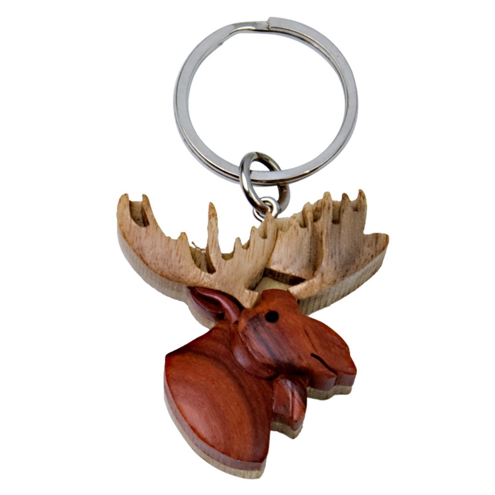 Handcrafted Moose-Shaped Wooden Keychain - Unique Gifts for Nature Lovers, Campers & Outdoor Enthusiasts - Perfect for Hiking, Camping Trips & Cabin Decor